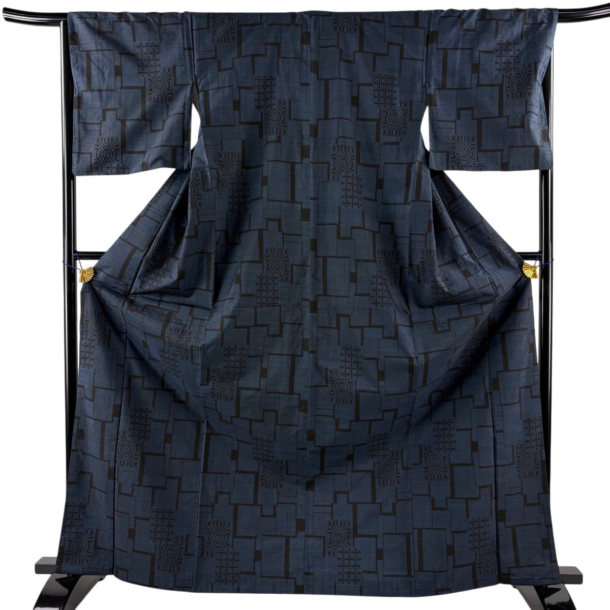 訪問着 名品 草花 流水 総絞り 黒 袷 身丈158cm 裄丈65cm M 正絹 【