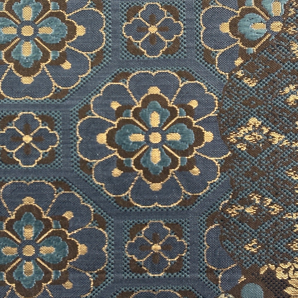 美品】 袋帯 秀品 蜀江華文 花唐草 青灰色 六通 正絹｜中古・古着
