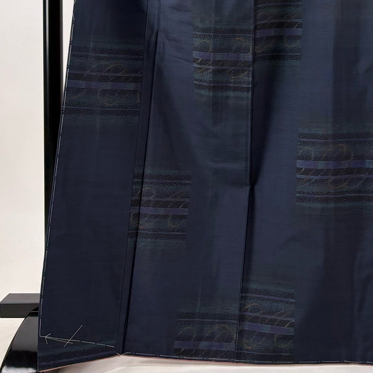 美品】 紬 身丈168cm 裄丈67cm M 袷 名古屋帯セット 縞 幾何学模様