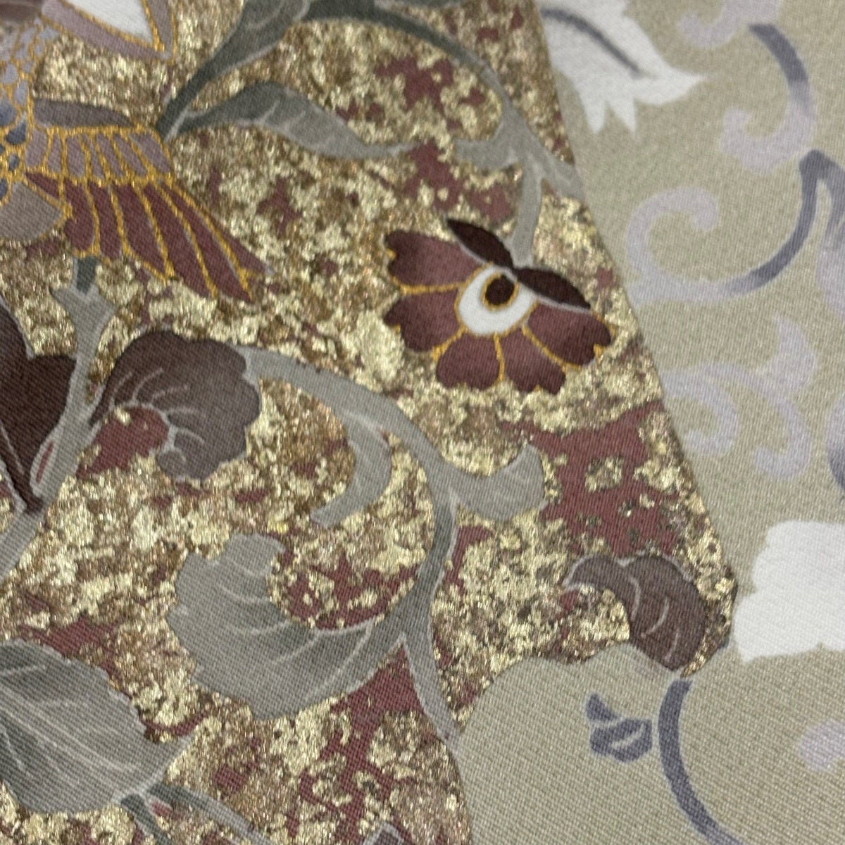 色留袖 身丈160cm 裄丈67cm M 袷 帝王紫 落款あり 鳳凰 華文 刺繍 金糸