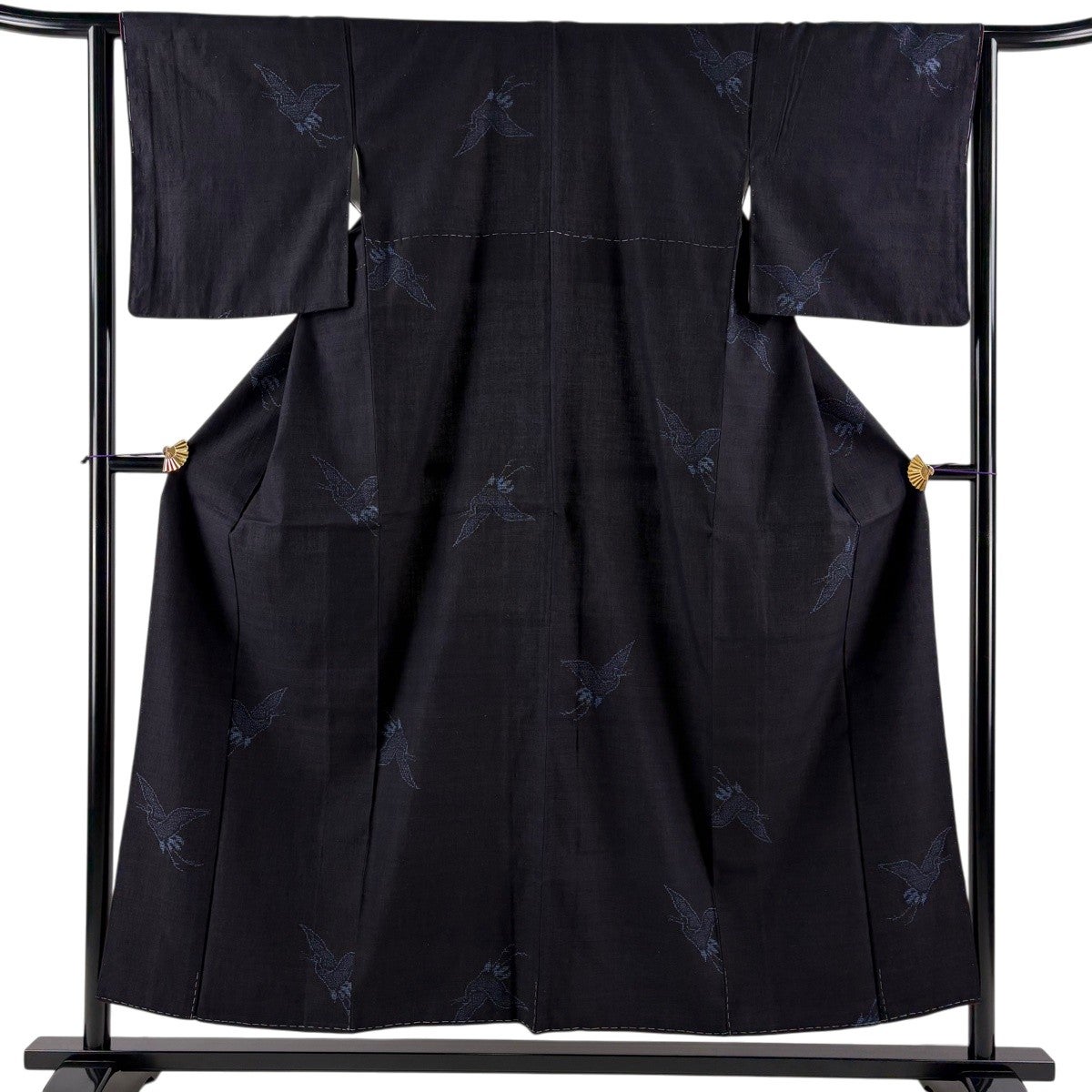 【証紙付未使用】トールサイズ　結城紬　着物　高級 美品】 結城紬 身丈154cm 裄丈64cm M 袷 本場結城紬 証紙あり 鶴 亀甲