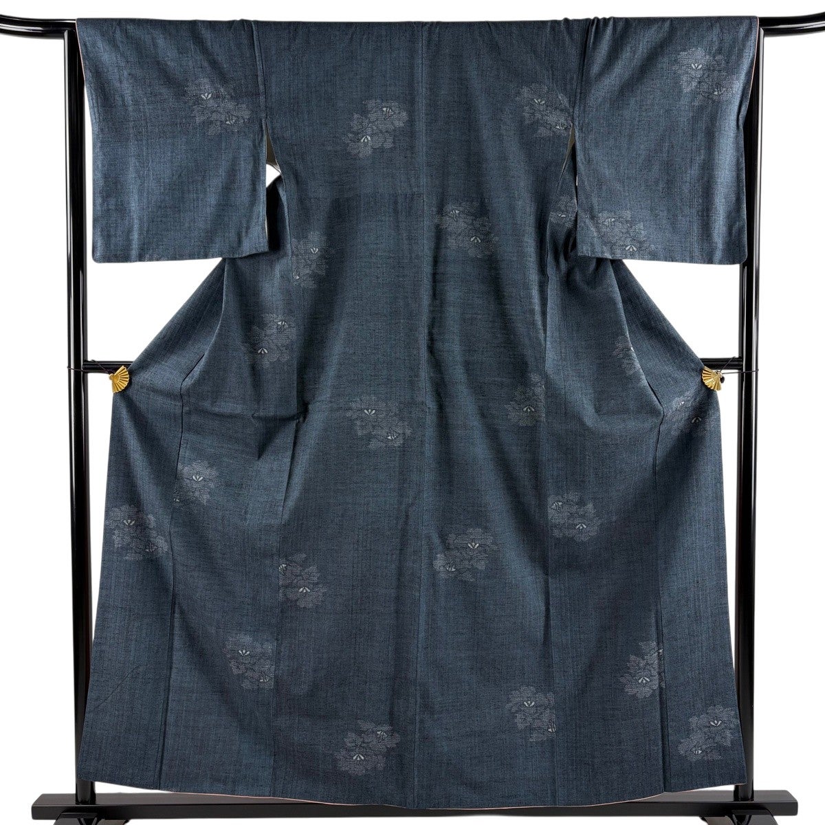 美品】 紬 身丈167cm 裄丈65cm M 袷 麻の葉 焦茶色 正絹 優品｜中古