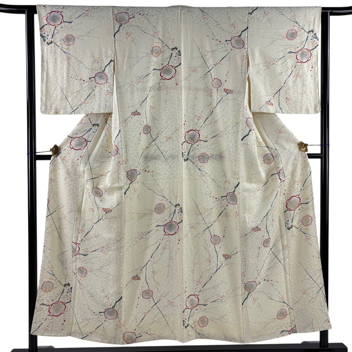 【美品】 小紋 身丈156cm 裄丈64cm 正絹 名品 【中古】 美品】 小紋 身丈156cm 裄丈64cm M 袷 猫 鈴 金銀彩 黒 正絹 逸品