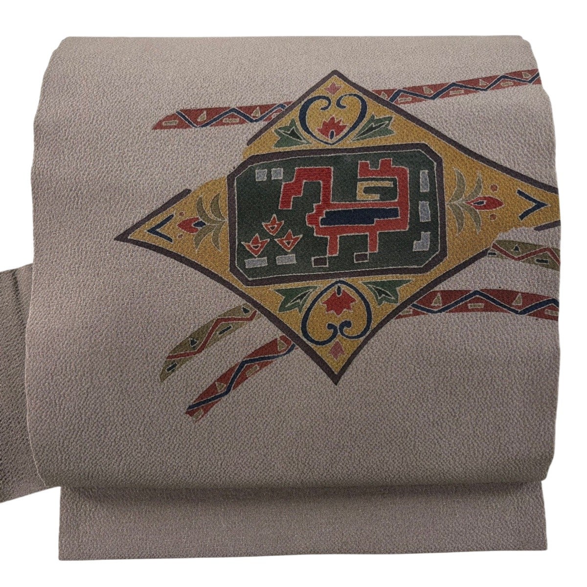美品】 名古屋帯 優品 花唐草 七宝 灰茶 正絹｜中古・古着・リサイクル