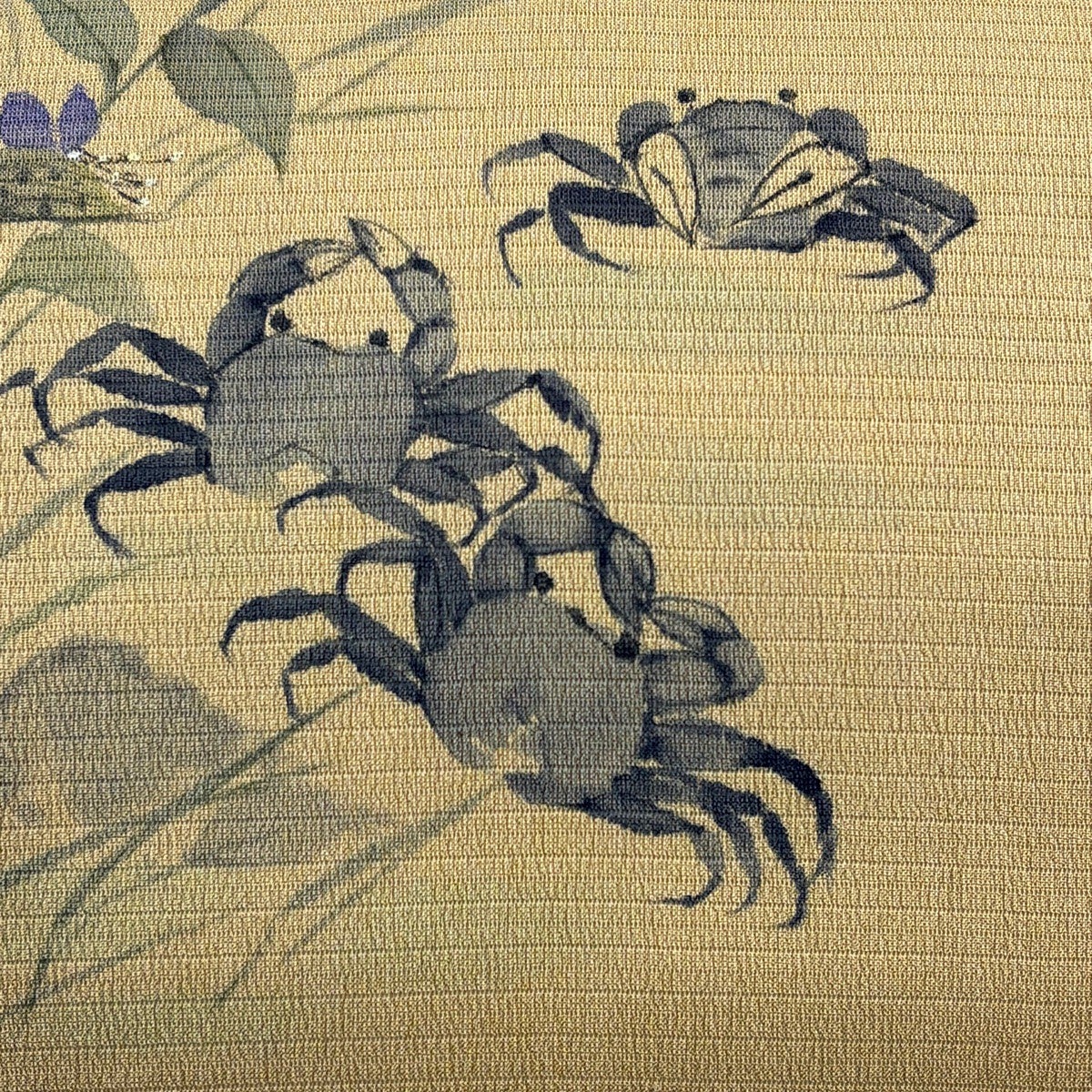 美品】 名古屋帯 名品 夏帯 絽 かに 露草 ぼかし ベージュ 正絹｜中古