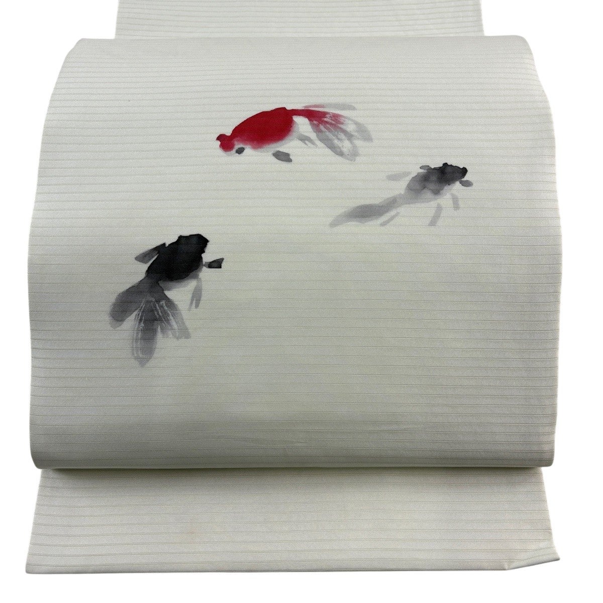 開き名古屋帯 名品 夏帯 絽 金魚 灰白 正絹｜中古・古着・リサイクル