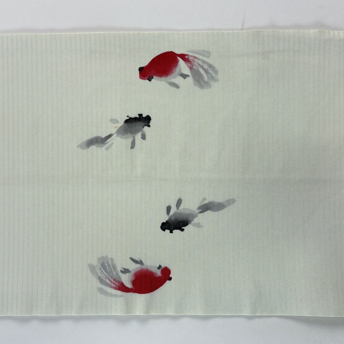 開き名古屋帯 名品 夏帯 絽 金魚 灰白 正絹｜中古・古着・リサイクル