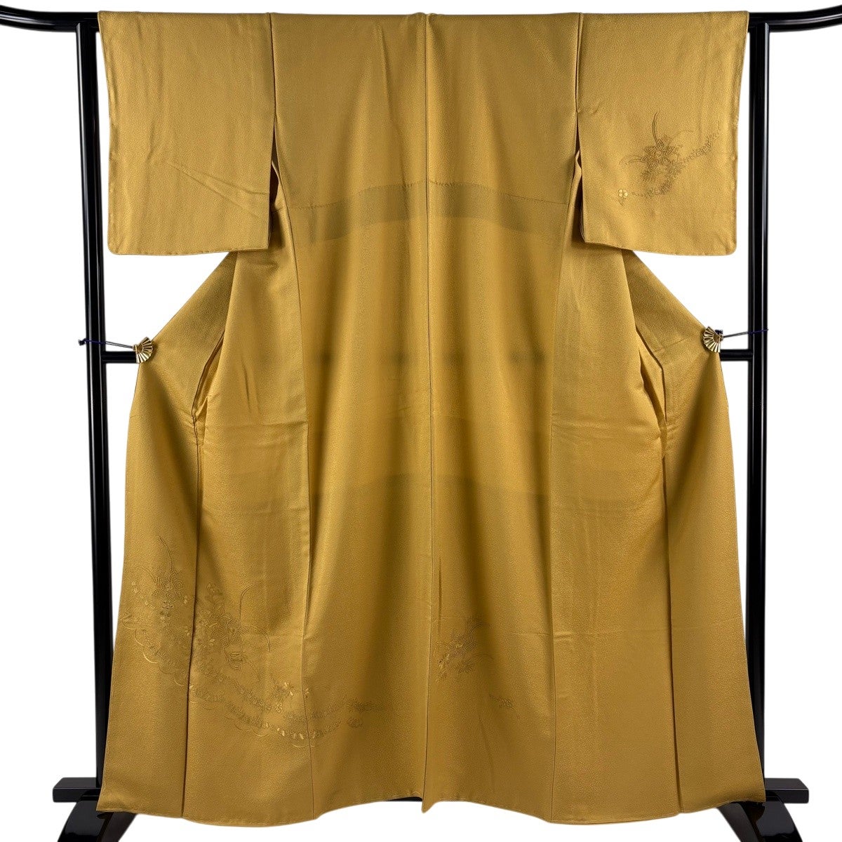 美品】 色無地 身丈157cm 裄丈67cm M 袷 地紋 黄土色 正絹 優品 美品】 色無地 身丈157cm 裄丈67cm M 袷 地紋 黄土色 正絹 優品