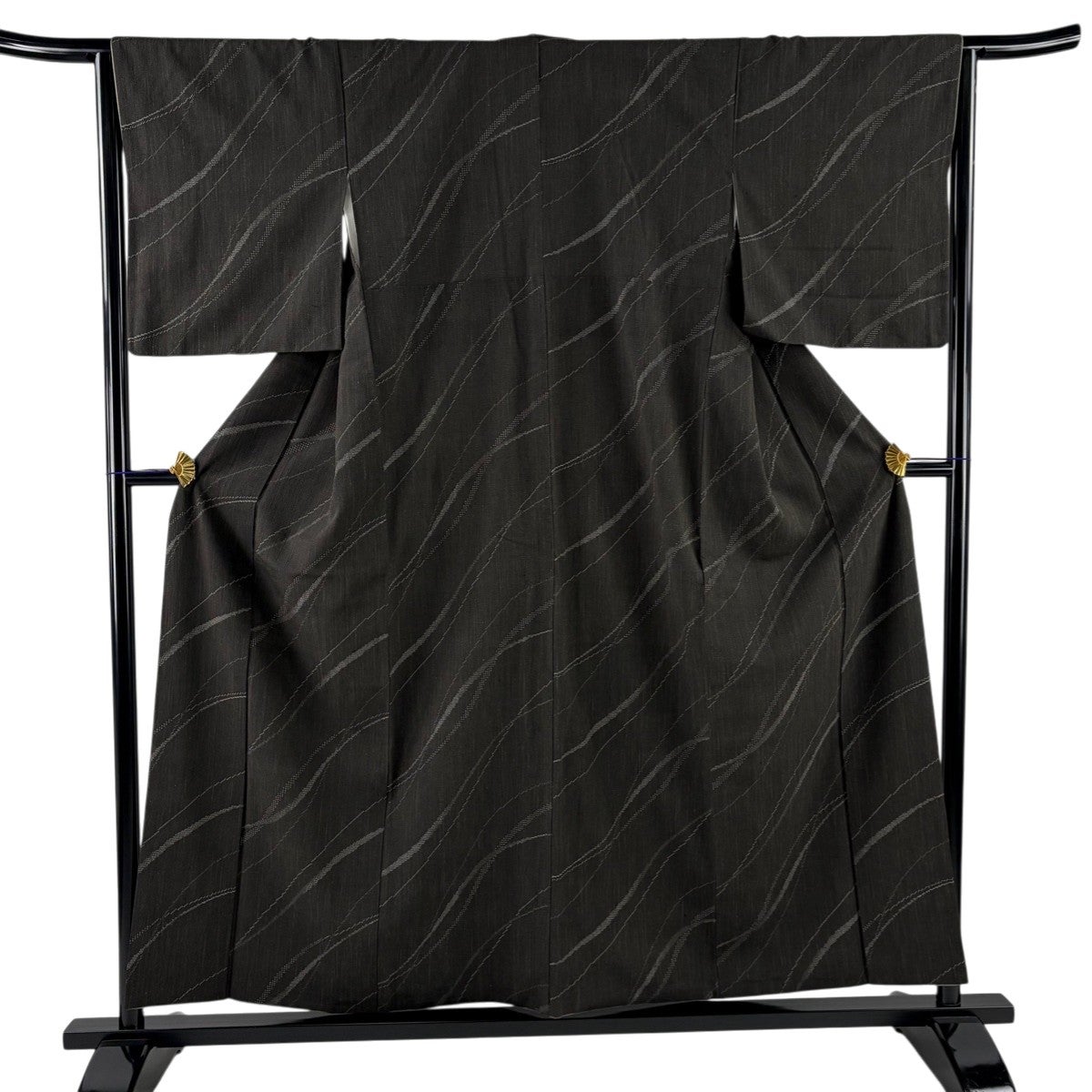 美品】 紬 身丈159cm 裄丈64cm M 袷 ますいわ屋 亀甲絣 縞 茶色 正絹