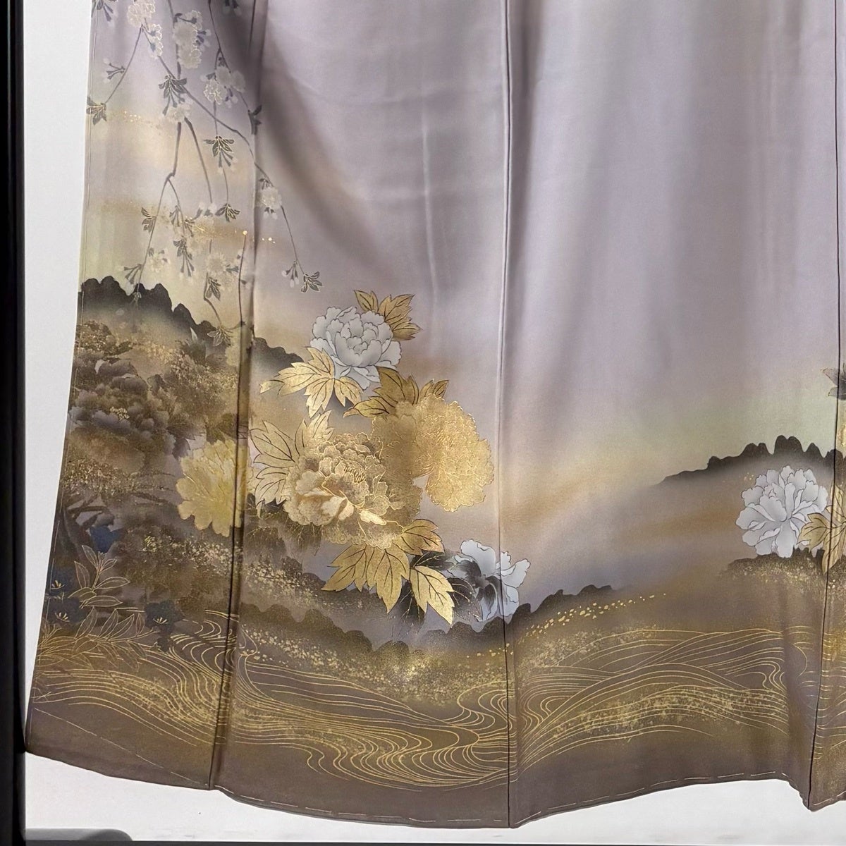 訪問着 身丈151cm 裄丈66cm M 袷 やまと 落款あり 桜 牡丹 金彩 ぼかし