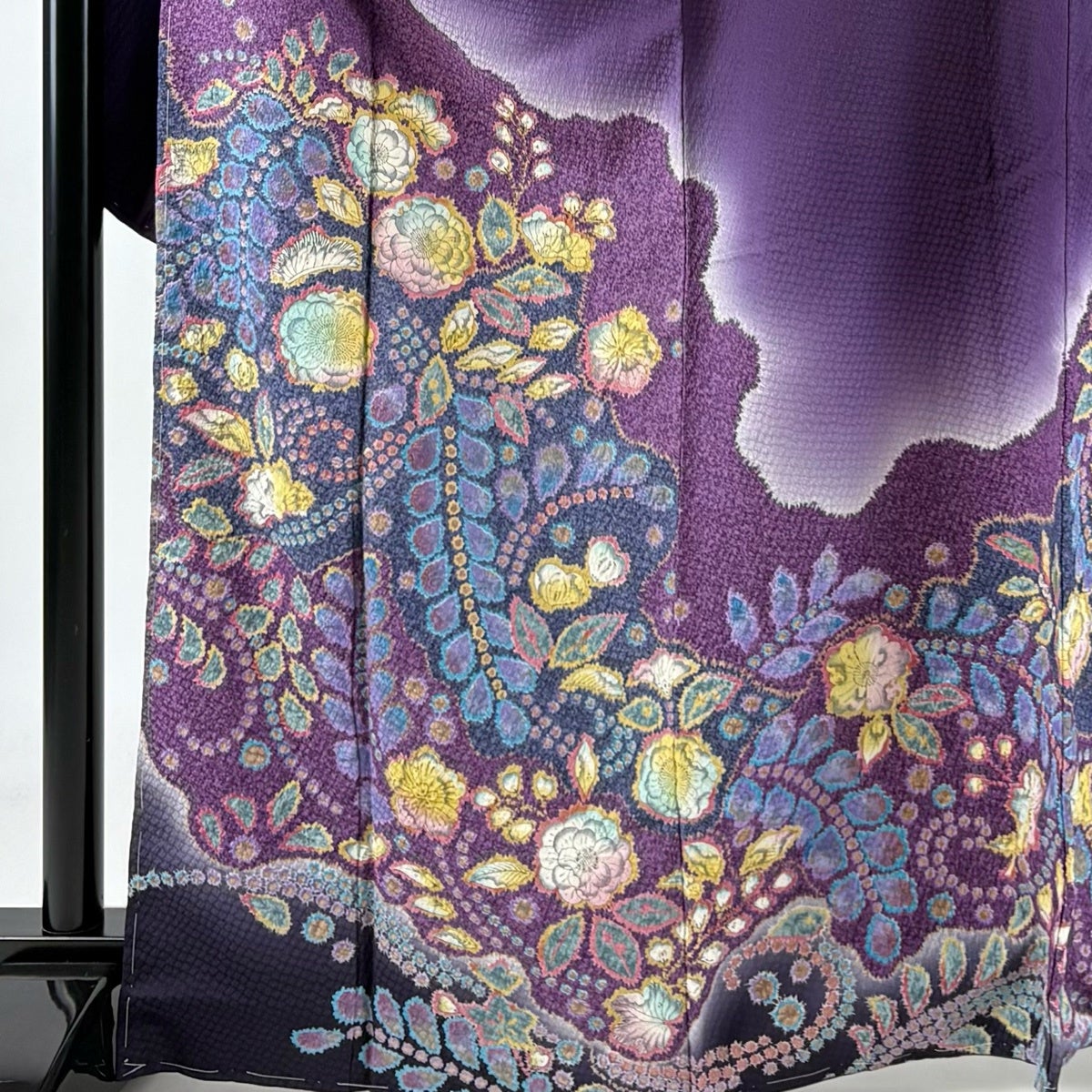 美品】 振袖 身丈168cm 裄丈69cm L 袷 辻が花 金彩 ぼかし 紫 正絹 秀