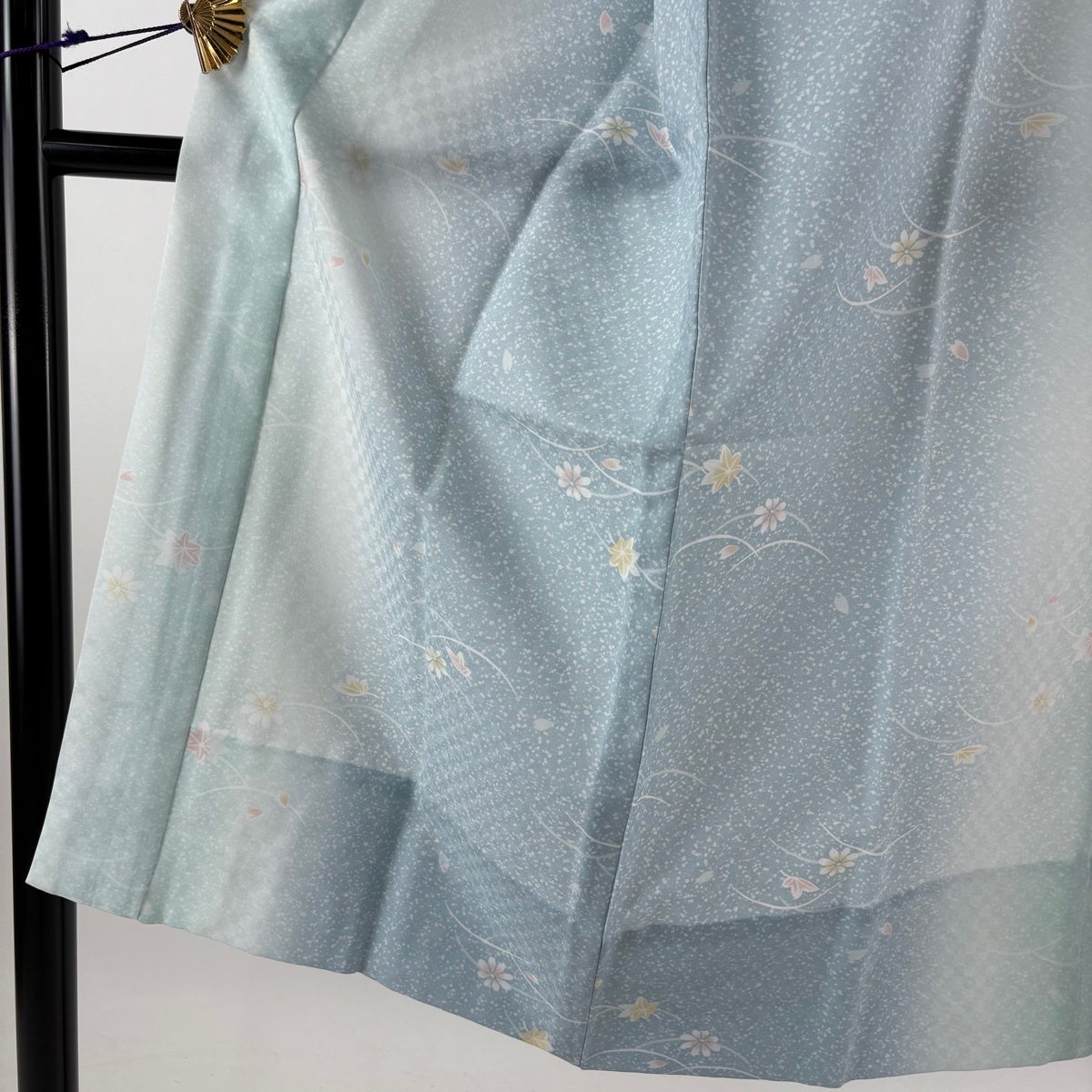 長襦袢 身丈122cm 裄丈66cm M 花 芝 水色 化繊 秀品｜中古・古着