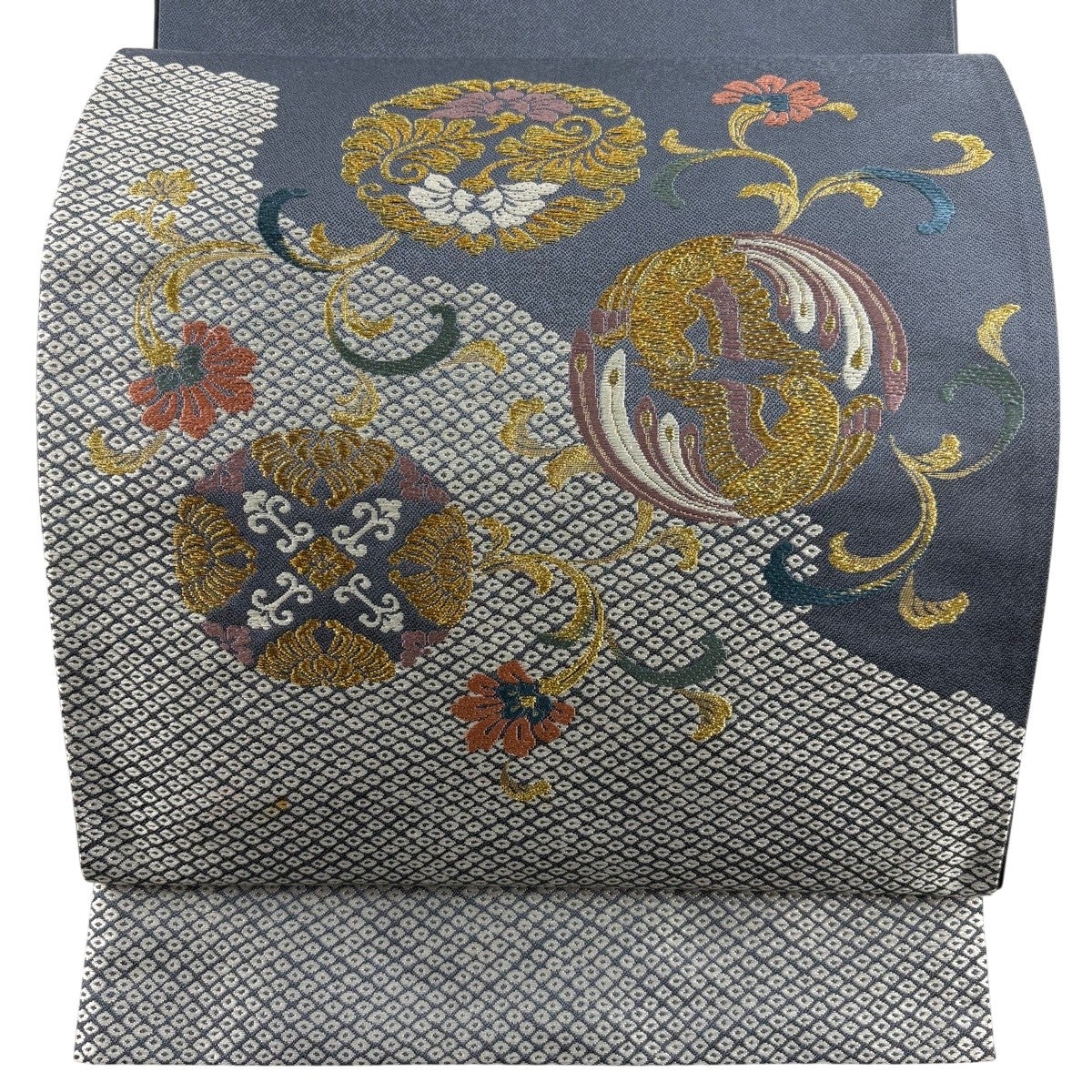 袋帯 秀品 桜 雪輪 金銀糸 箔 銀色 六通 正絹｜中古・古着・リサイクル