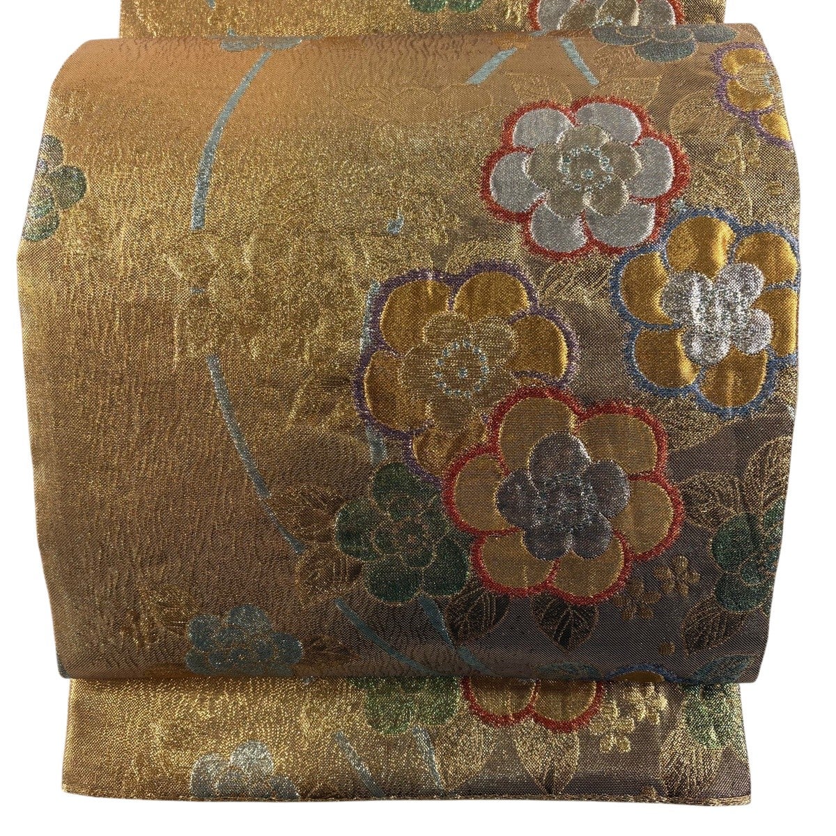 美品】 袋帯 秀品 蝶 萩 金糸 箔 金色 六通 正絹｜中古・古着