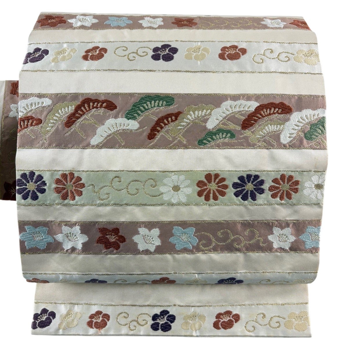 50%OFF 名古屋帯 秀品 花唐草 金糸 紫 正絹 K50｜中古・古着