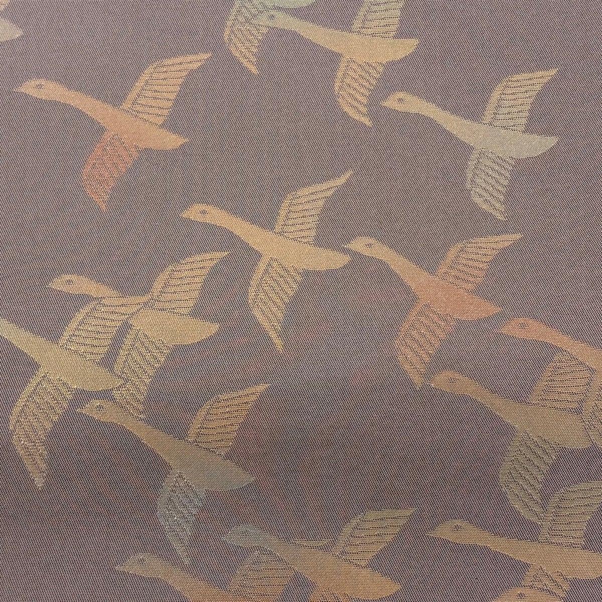袋帯 秀品 織悦 落款あり 関西仕立て 本袋帯 鳥 箔 小豆色 全通 正絹