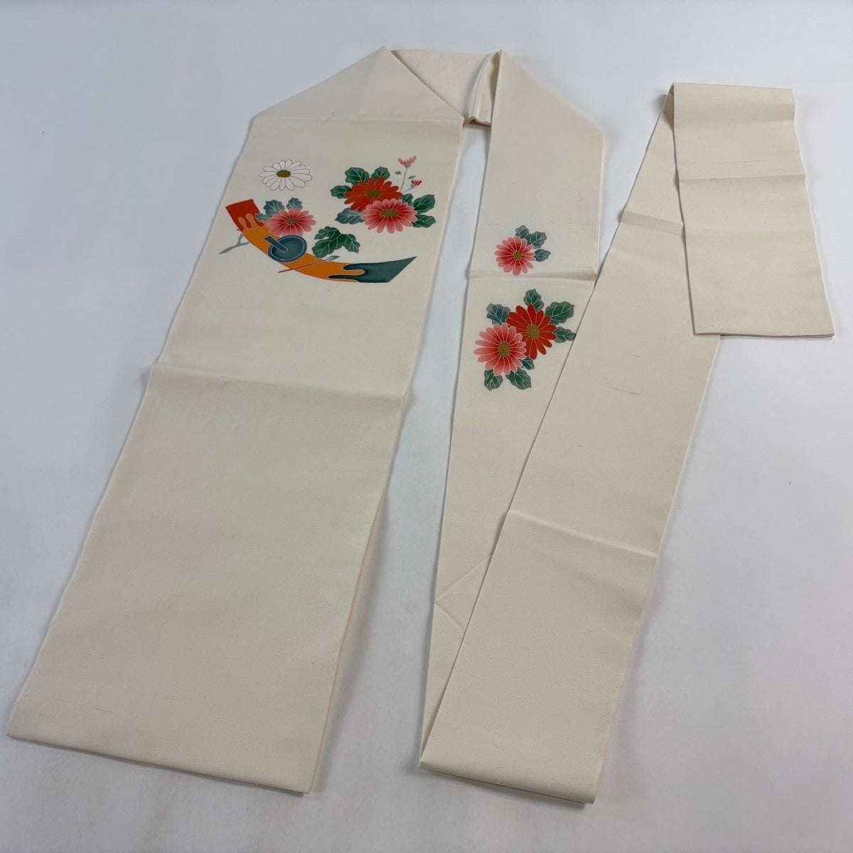 名古屋帯 優品 菊 短冊 金彩 クリーム 正絹｜中古・古着・リサイクル