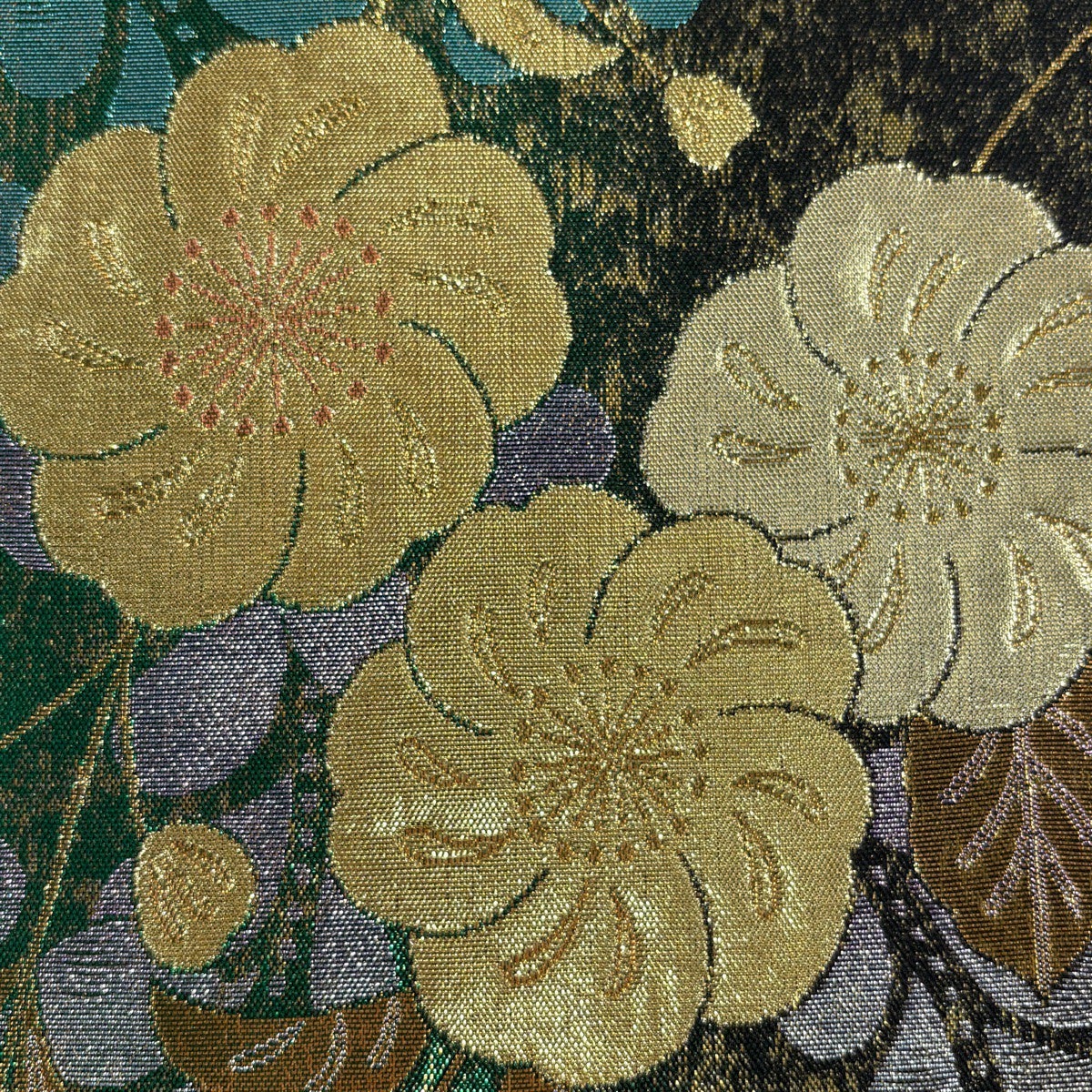 美品】 袋帯 秀品 草花 藤 金糸 箔 緑 六通 正絹｜中古・古着