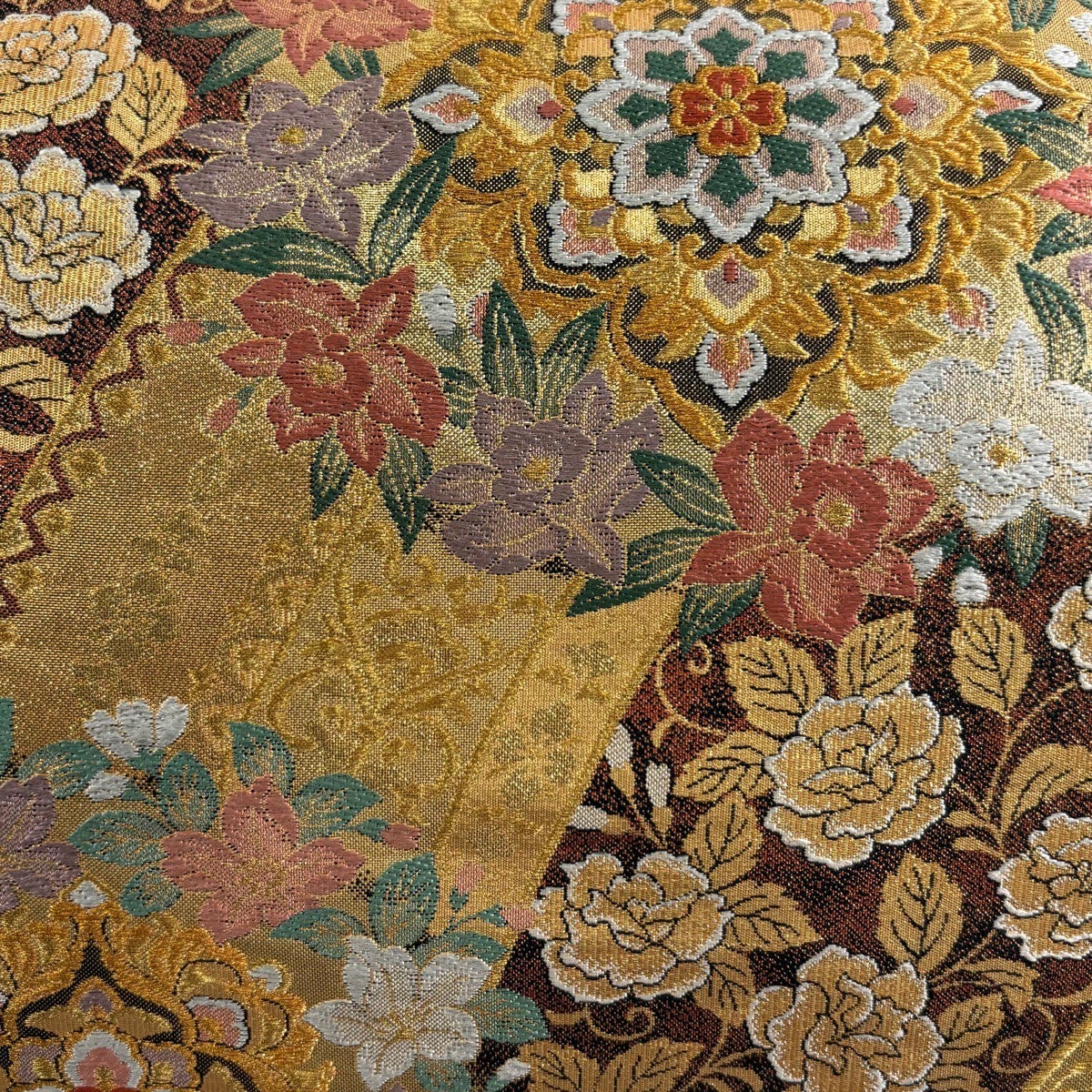 袋帯 秀品 華文 花唐草 金糸 箔 金色 お太鼓柄 正絹｜中古・古着