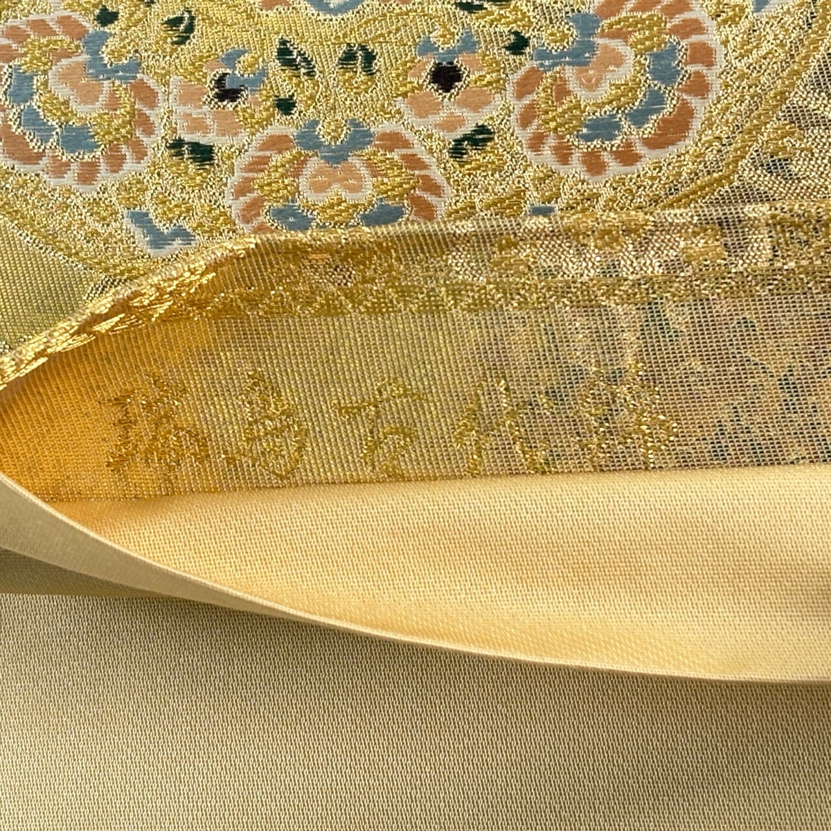 美品】 袋帯 秀品 華文 鳥 金糸 箔 金色 六通 正絹｜中古・古着