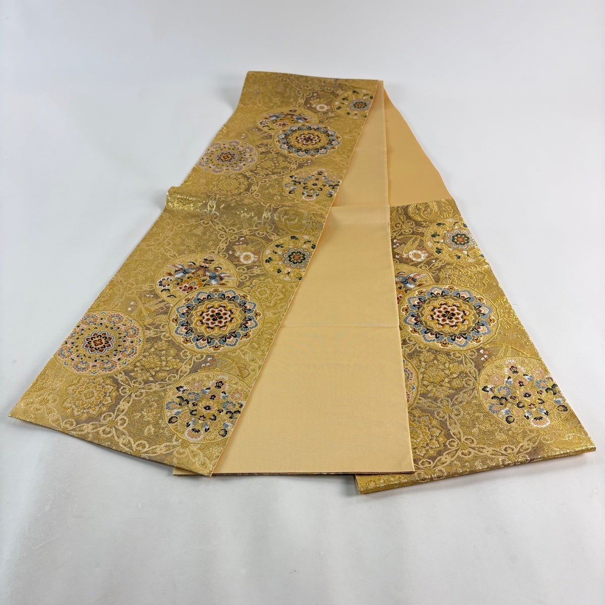 美品】 袋帯 秀品 華文 鳥 金糸 箔 金色 六通 正絹｜中古・古着