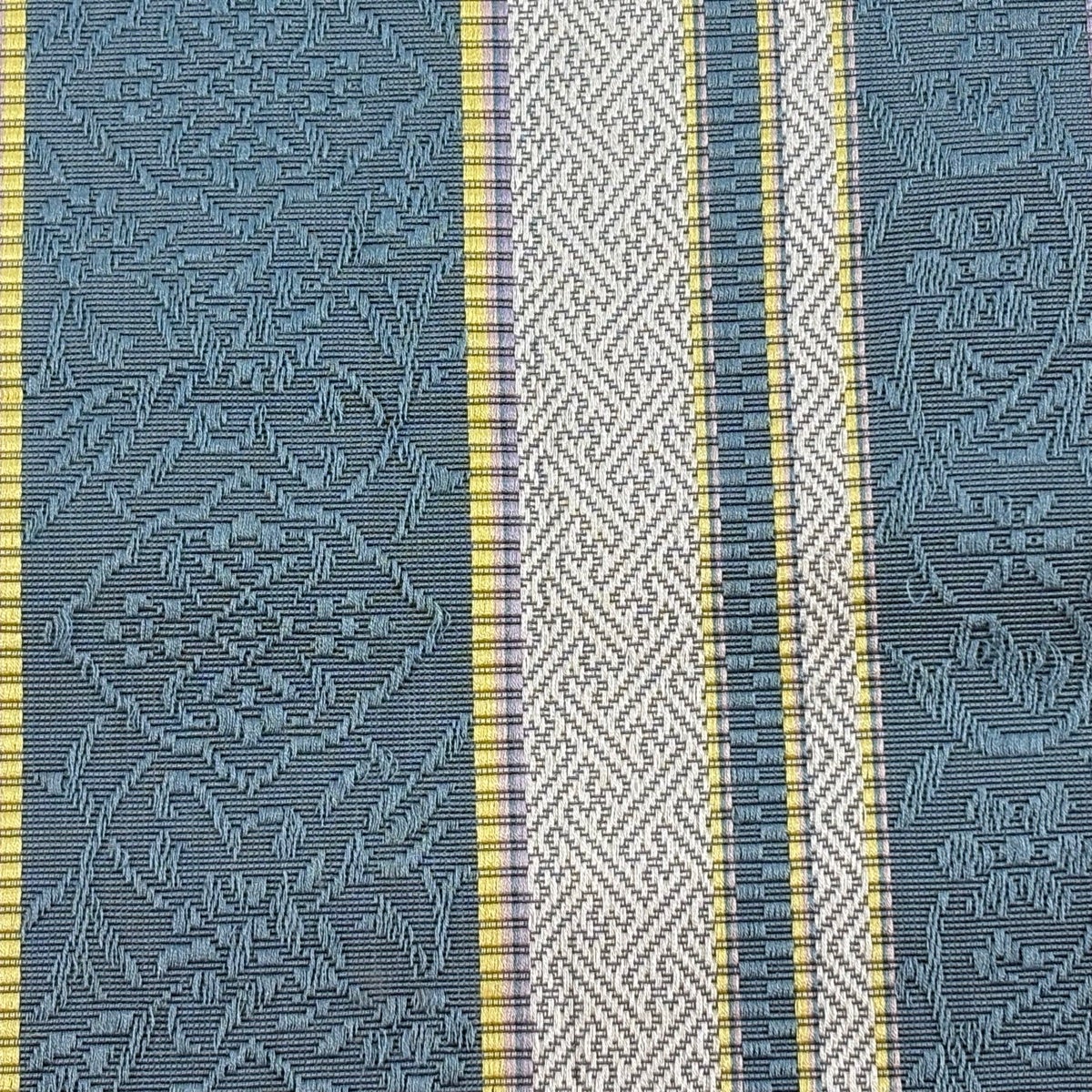 半幅帯 名品 博多織 証紙 花唐草 縞 青灰色 正絹｜中古・古着