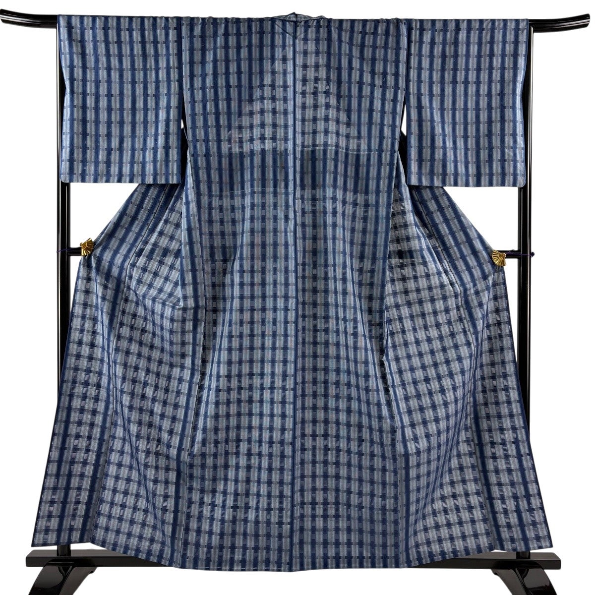 美品】 紬 身丈155.5cm 裄丈61.5cm S 薄物 夏紬 縦縞 ベージュ 正絹 秀