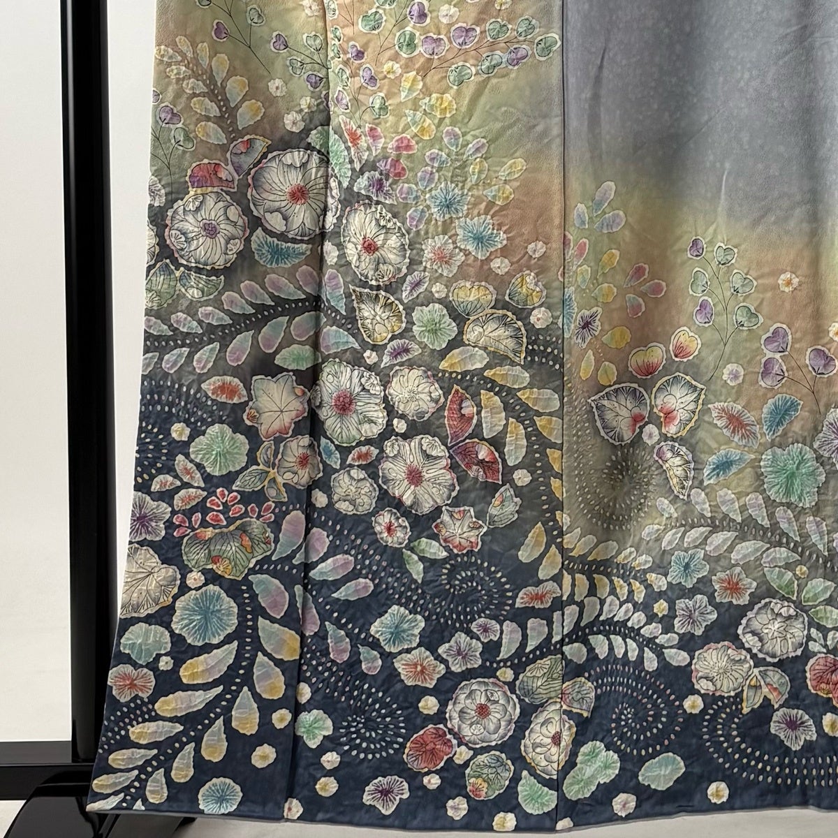 美品】 訪問着 身丈160cm 裄丈65cm M 袷 落款あり 辻が花 ぼかし 青