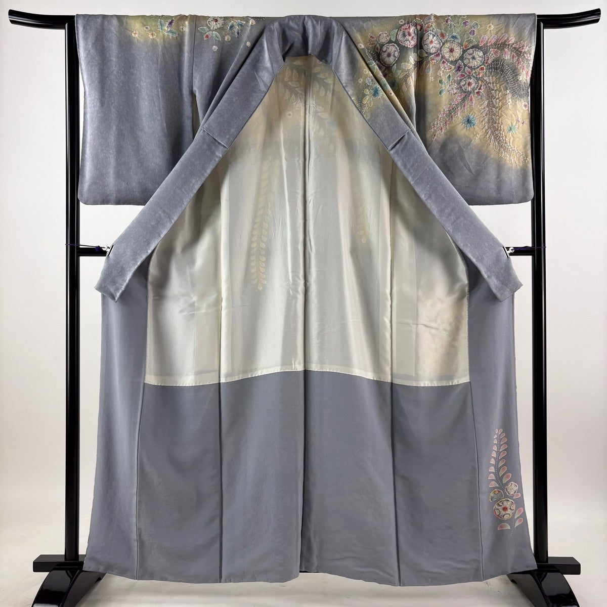 美品】 訪問着 身丈160cm 裄丈65cm M 袷 落款あり 辻が花 ぼかし 青