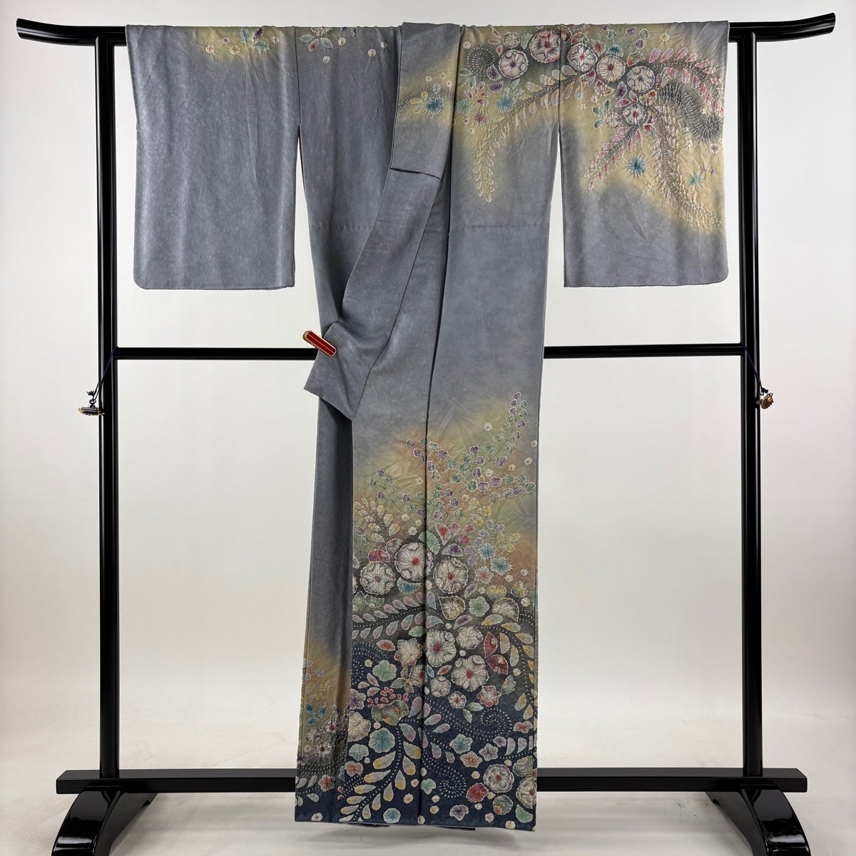 美品】 訪問着 身丈160cm 裄丈65cm M 袷 落款あり 辻が花 ぼかし 青