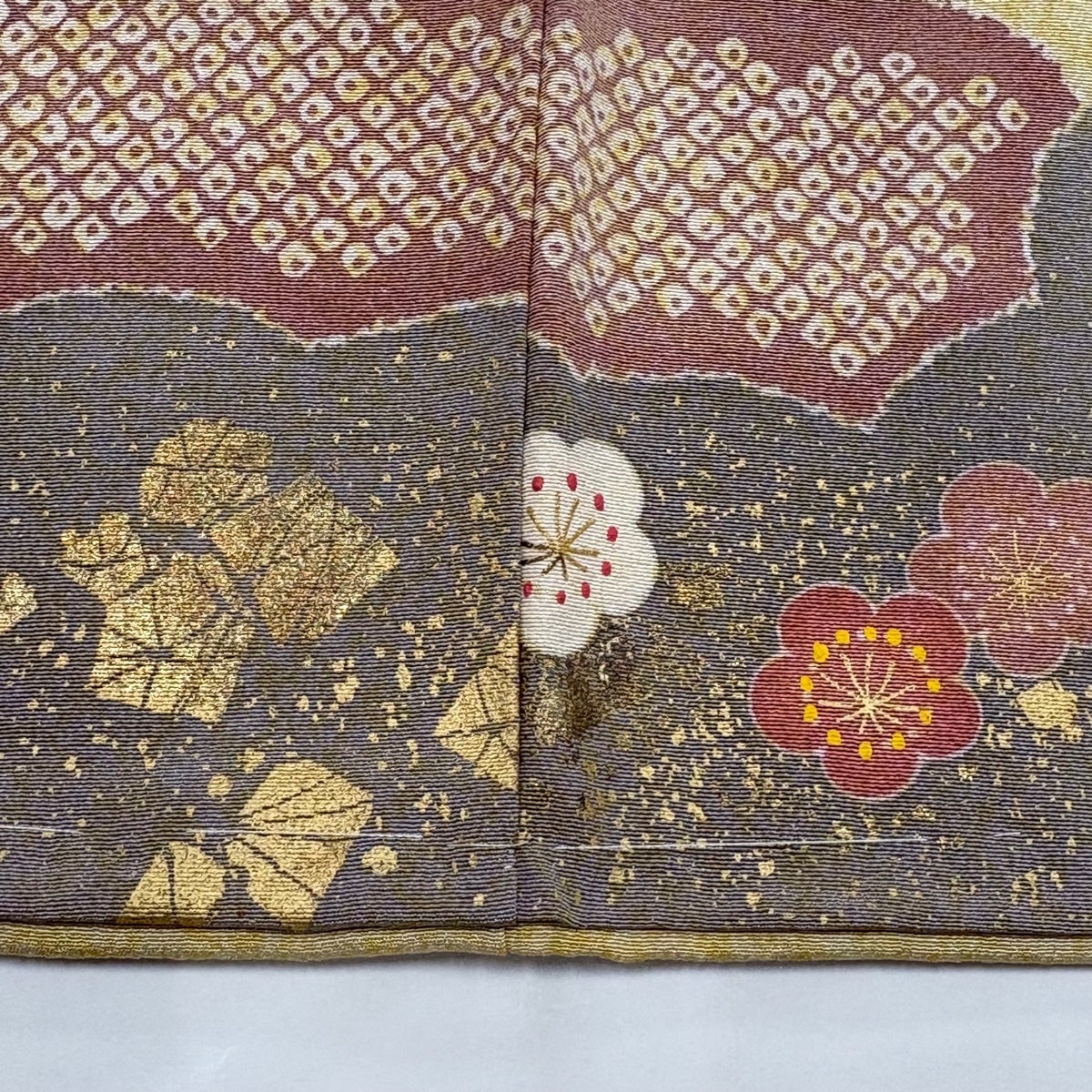 訪問着 身丈154.5cm 裄丈64cm M 袷 松竹梅 建物 金糸 金彩 薄黄 正絹