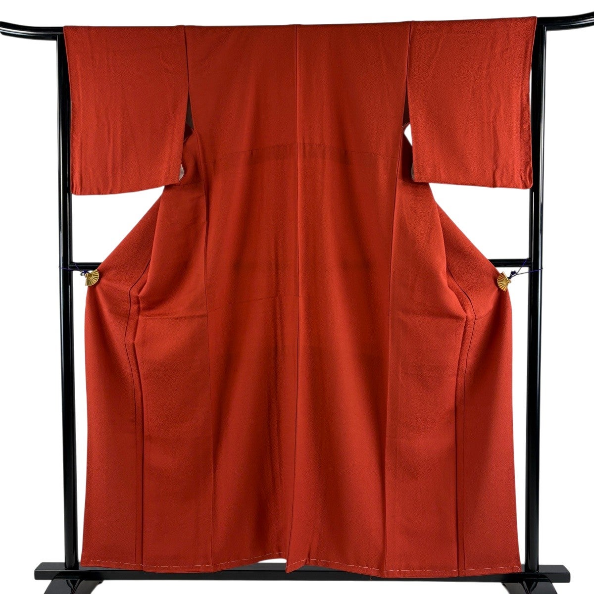 美品】 色無地 身丈157cm 裄丈64cm M 袷 地紋 朱色 正絹 優品｜中古