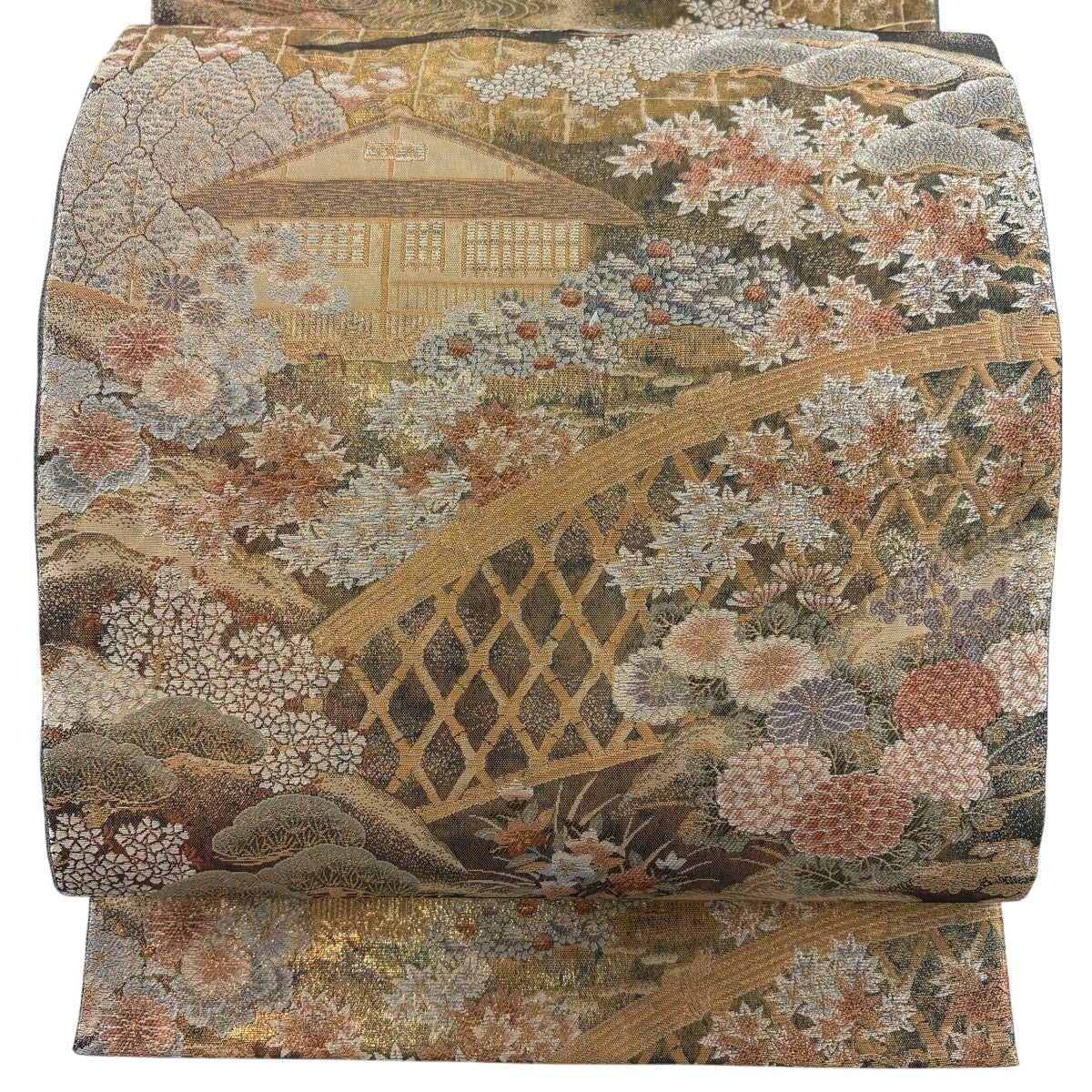 レディース A A19美品 袋帯 六通柄豪華柄 金彩糸 花と鳥