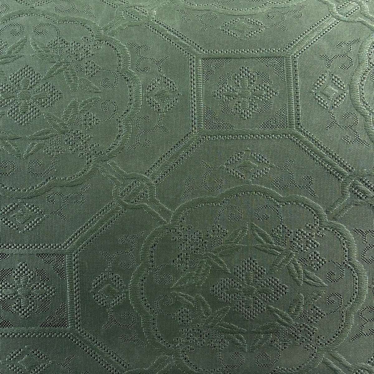 名古屋帯 秀品 八寸名古屋帯 松葉仕立て 蜀江華文 灰緑 正絹｜中古