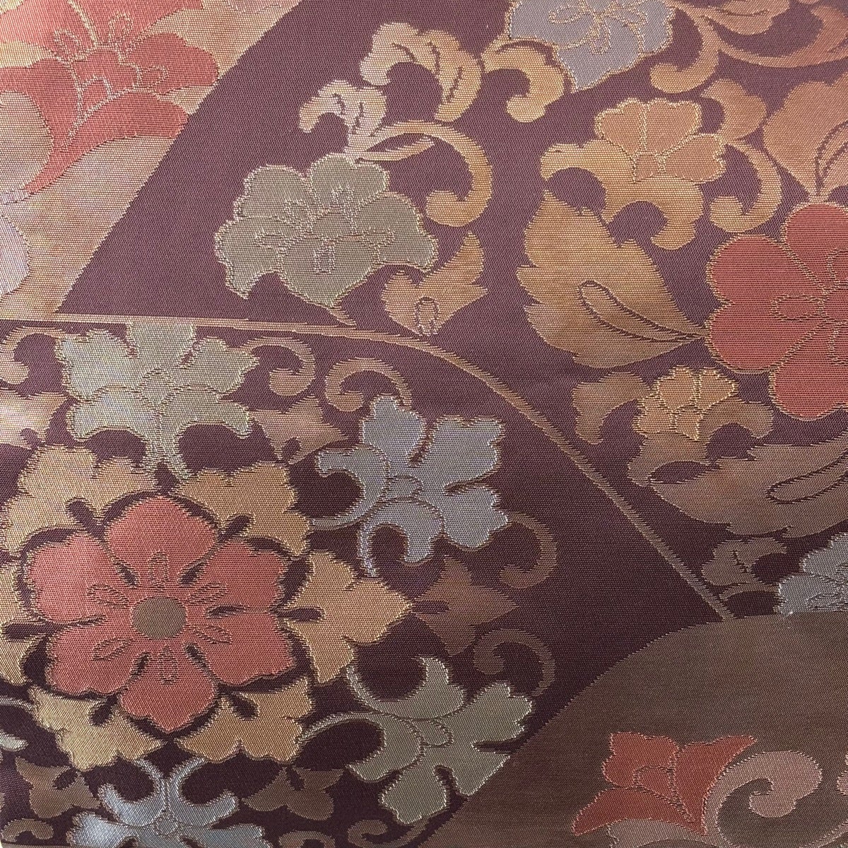 名古屋帯 秀品 草花 箔 小豆色 正絹｜中古・古着・リサイクル着物通販