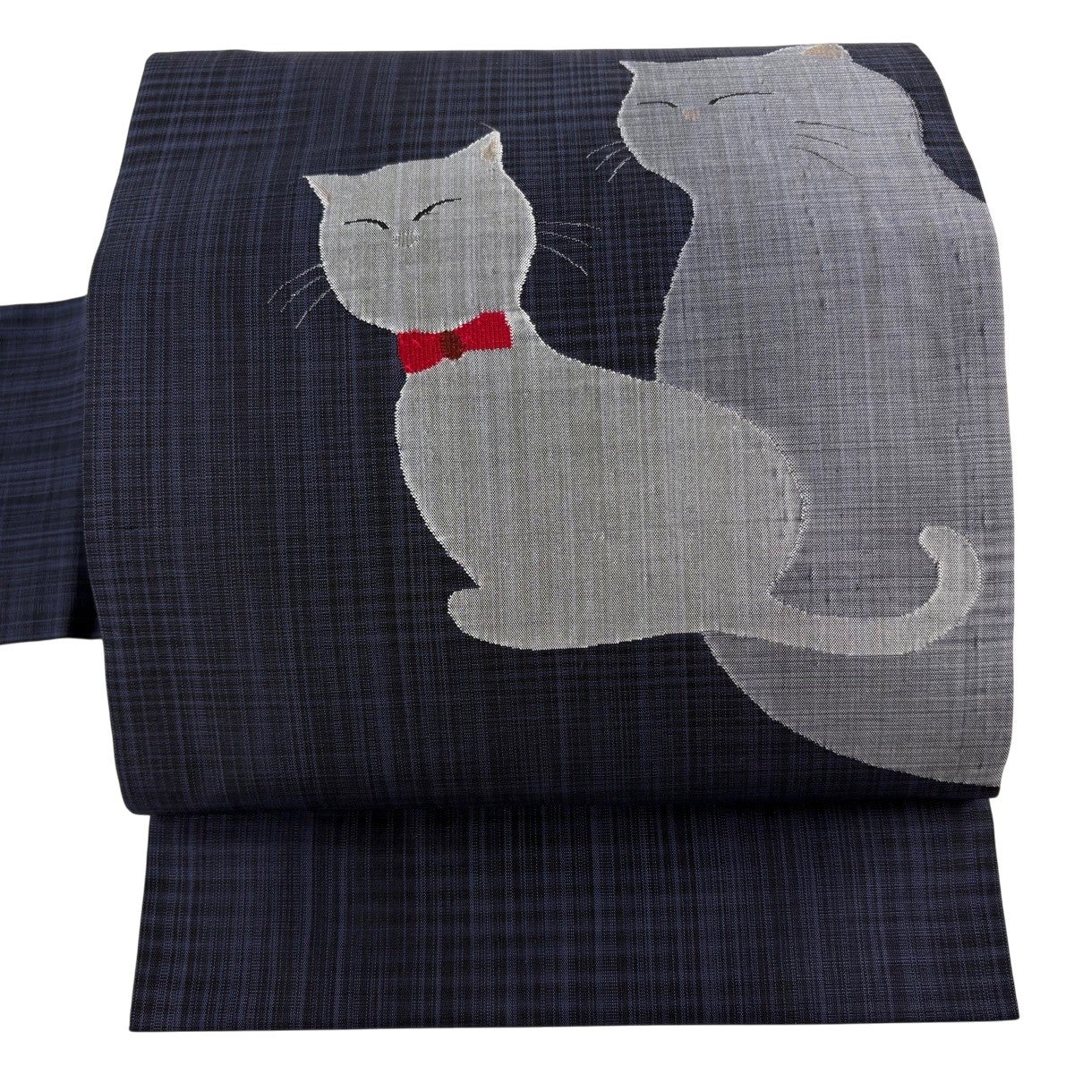 50%OFF 【美品】 名古屋帯 名品 猫 葉柄 縮緬 抹茶色 正絹 K50｜中古