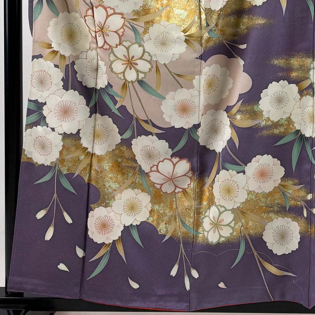 振袖 身丈158cm 裄丈62.5cm S 袷 落款あり 桜 雲文 銀通し 金彩 紫
