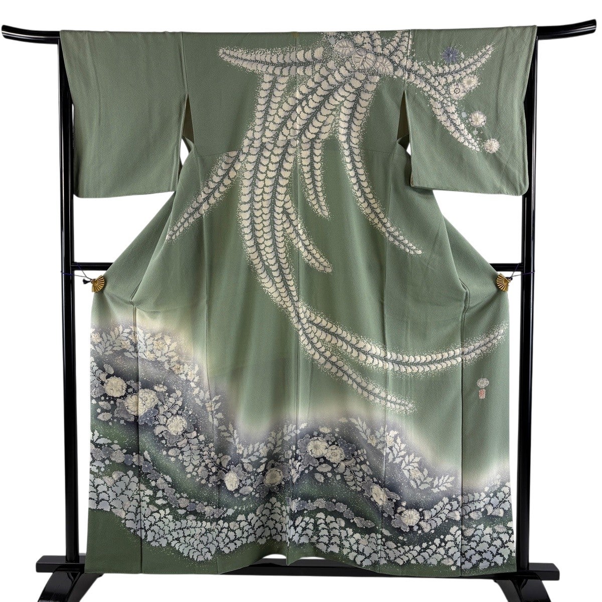 美品】 訪問着 身丈168.5cm 裄丈64.5cm M 袷 華文 草花 刺繍 ぼかし 薄