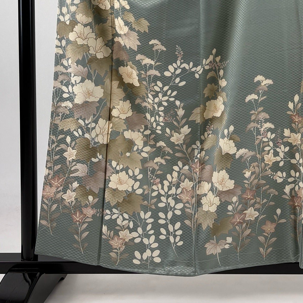 訪問着 身丈158cm 裄丈64.5cm M 袷 ますいわ屋 草花 地紋 金糸 金彩 灰