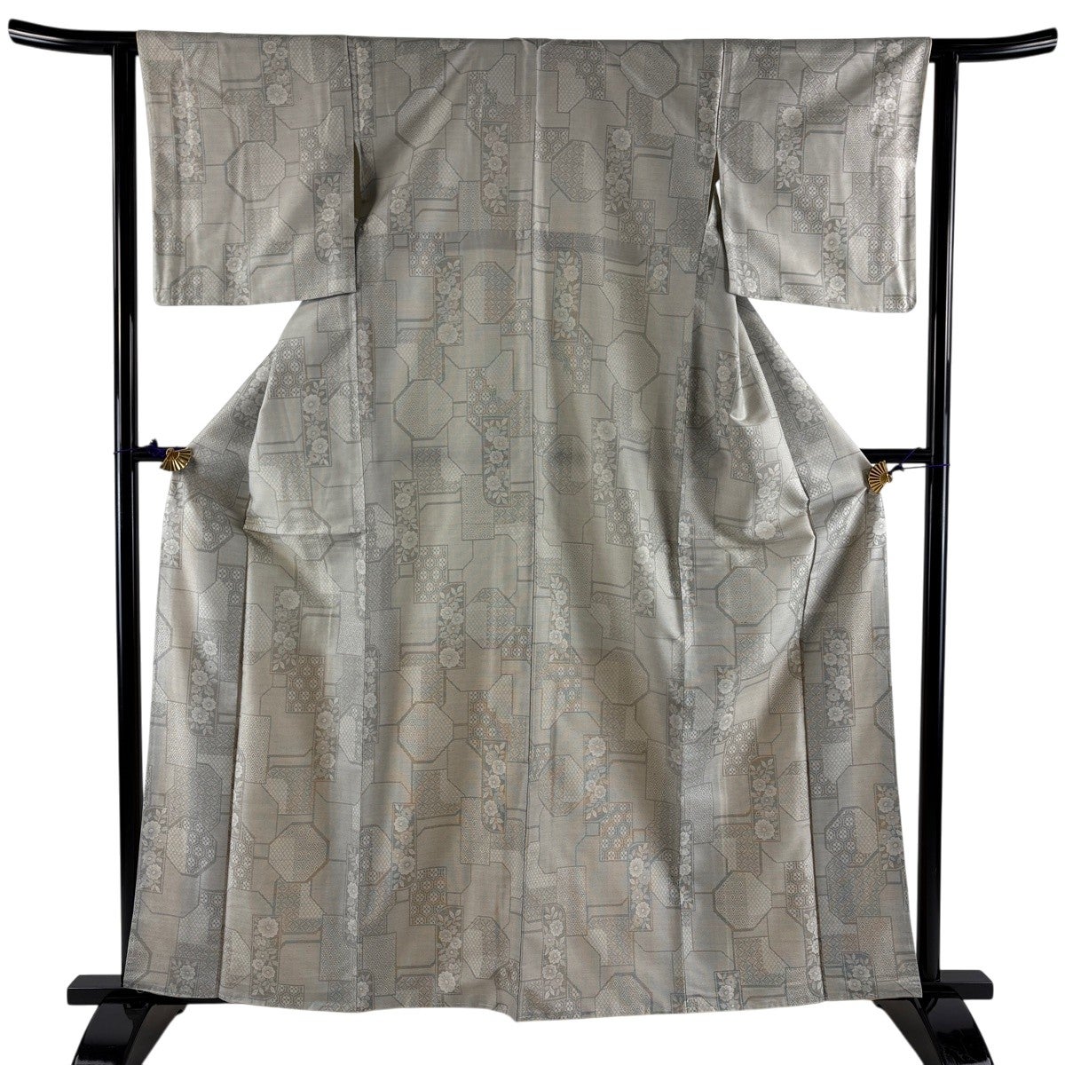 在庫一掃】 【美品】 紬 身丈164cm 裄丈60.5cm S 袷 白鷹山ぜんまい糸