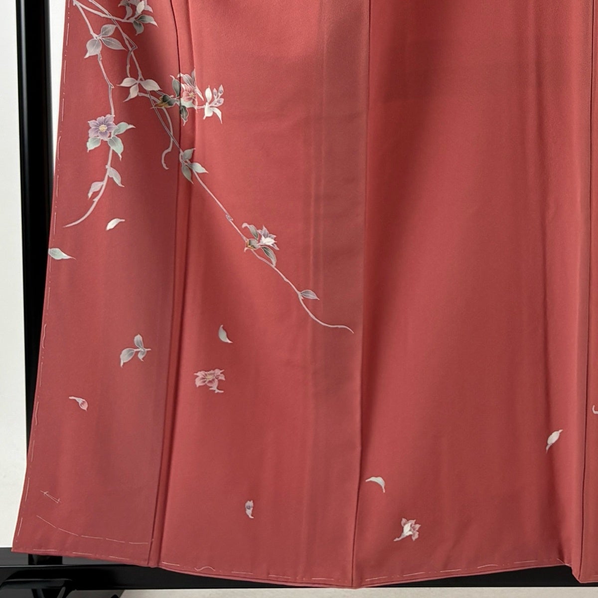 付下げ 身丈159cm 裄丈63.5cm S 袷 枝花 茜色 正絹 優品｜中古・古着