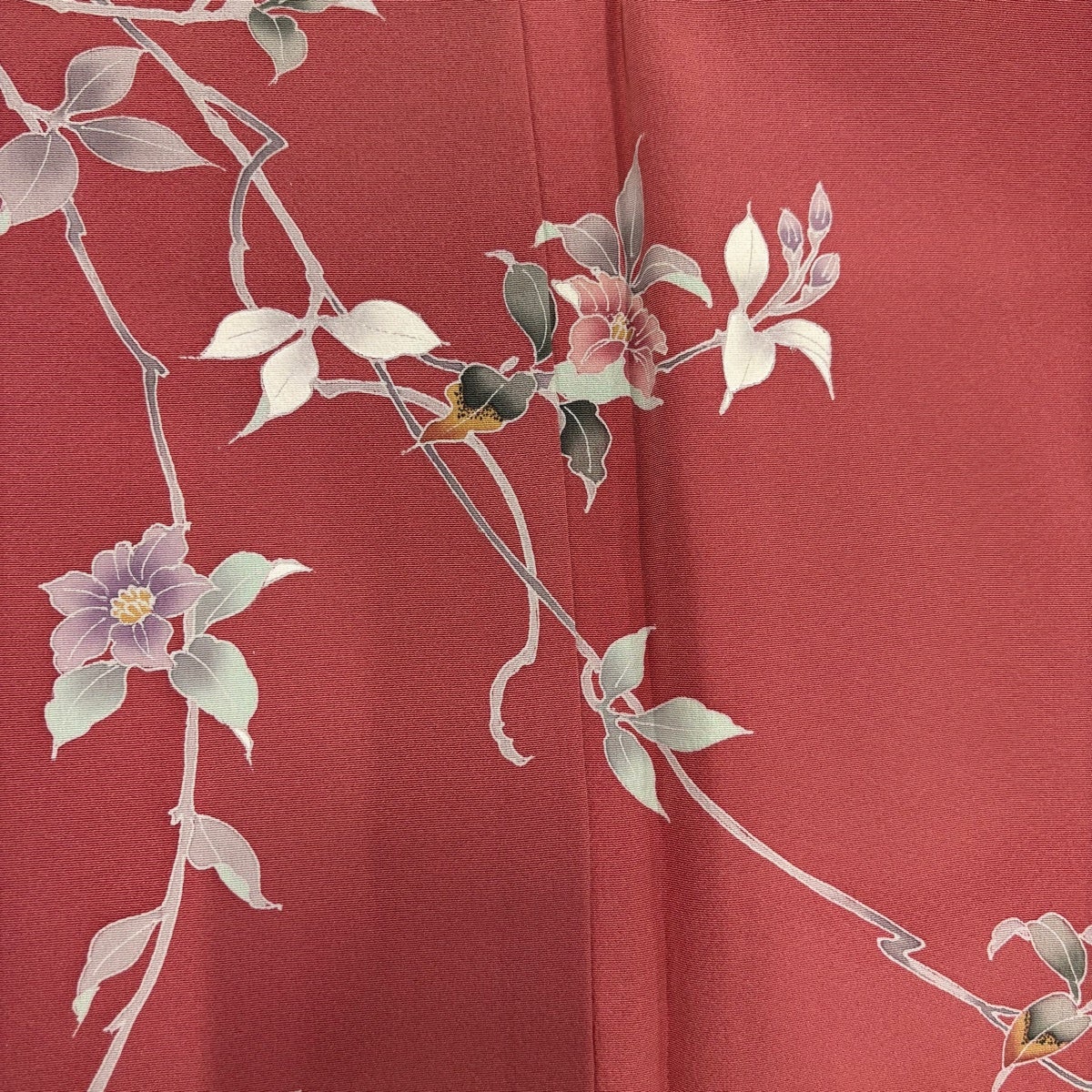 付下げ 身丈159cm 裄丈63.5cm S 袷 枝花 茜色 正絹 優品｜中古・古着
