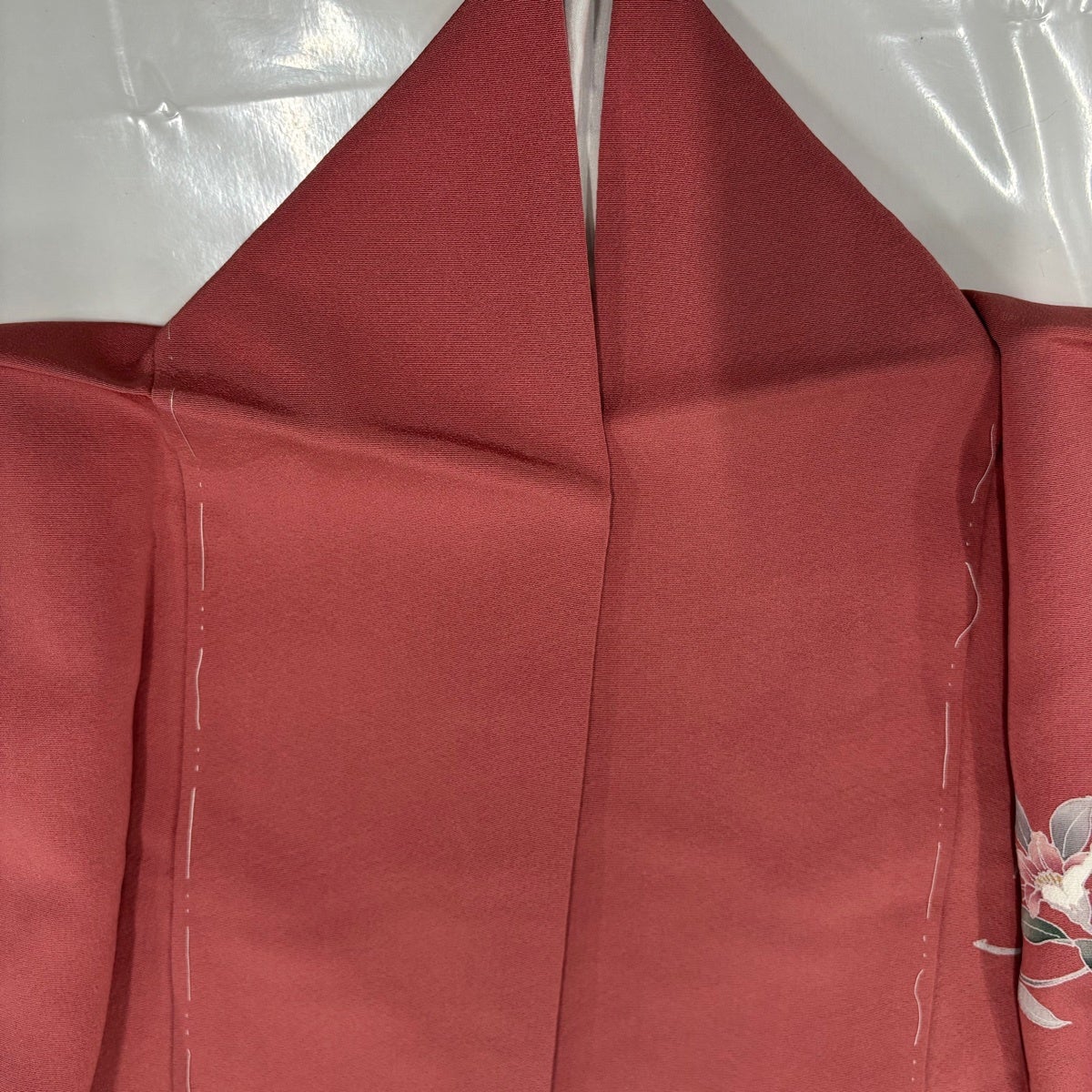 付下げ 身丈159cm 裄丈63.5cm S 袷 枝花 茜色 正絹 優品｜中古・古着