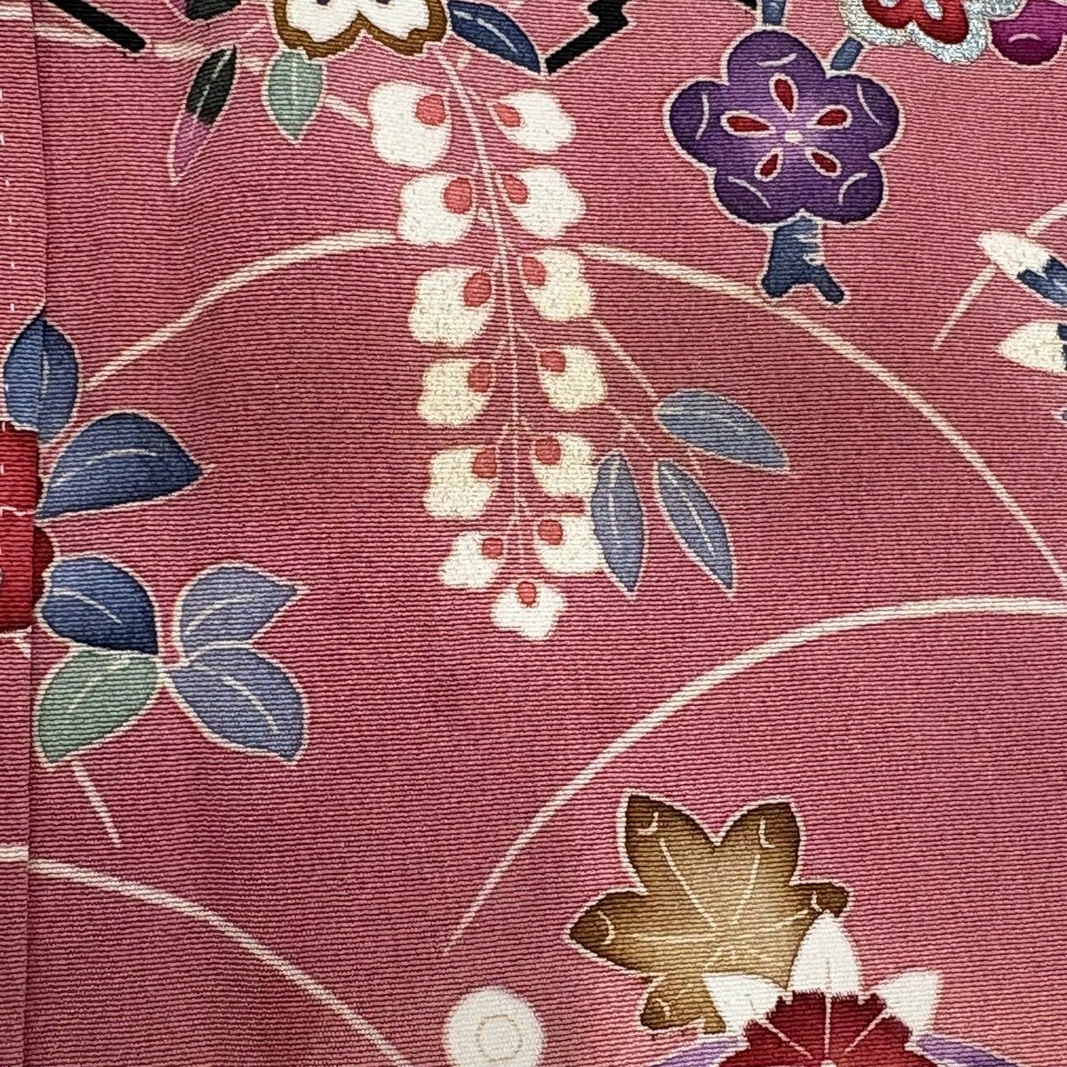 訪問着 身丈158cm 裄丈64cm M 袷 草花 松川菱 金銀彩 ぼかし ピンク