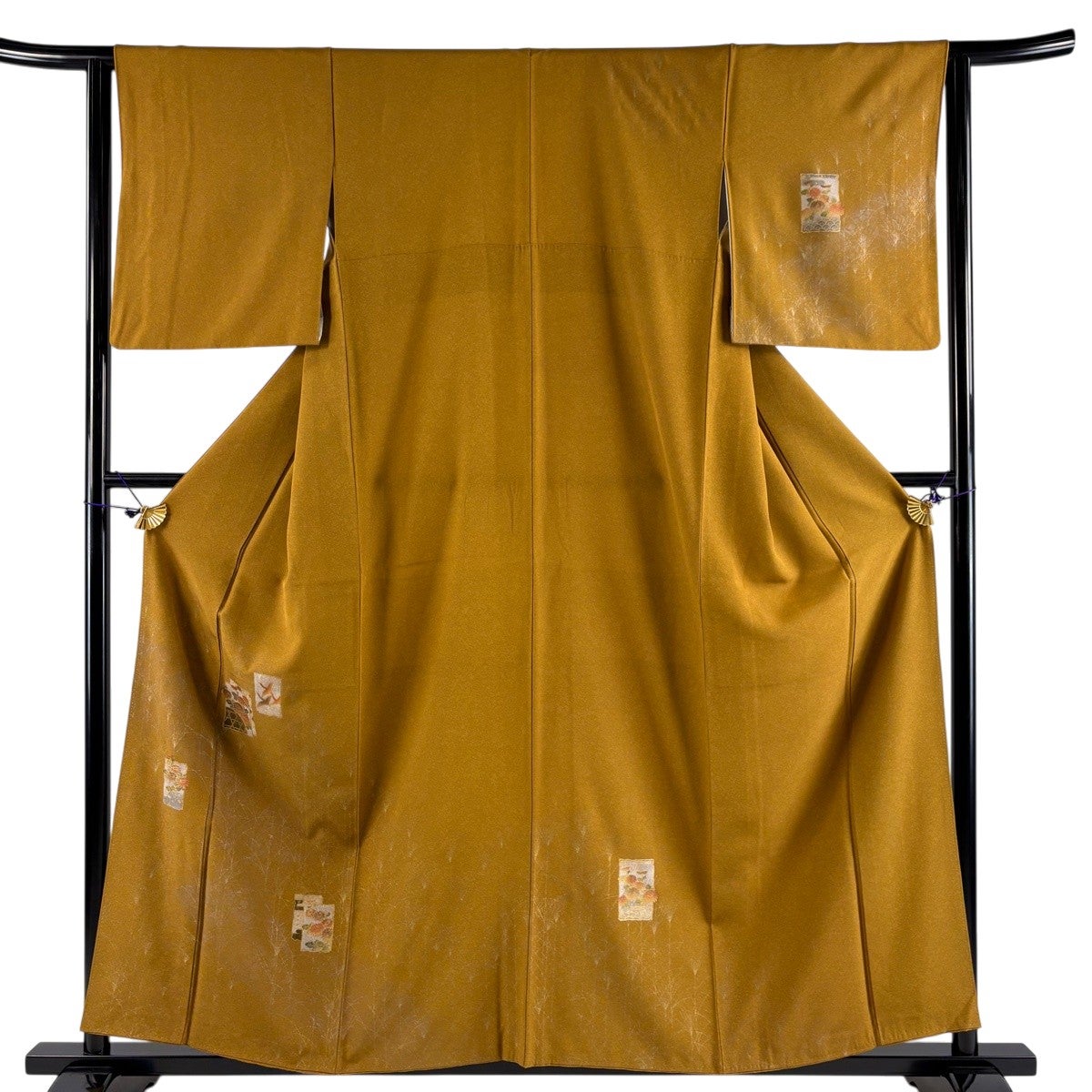 付下げ 身丈158cm 裄丈63cm S 袷 破れ色紙 菊 金彩 山吹茶色 正絹 秀品