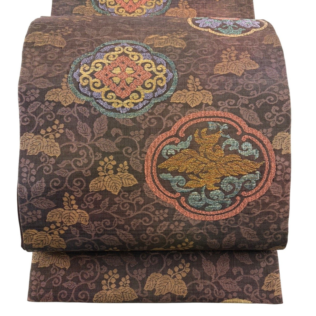 美品】 袋帯 逸品 鳥獣戯画 焦茶色 六通 正絹｜中古・古着・リサイクル