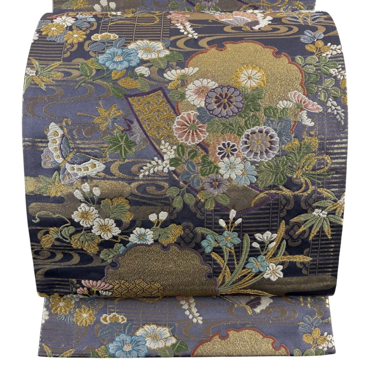 美品】 袋帯 秀品 桜 雪輪 唐織 箔 薄紫 六通 正絹｜中古・古着