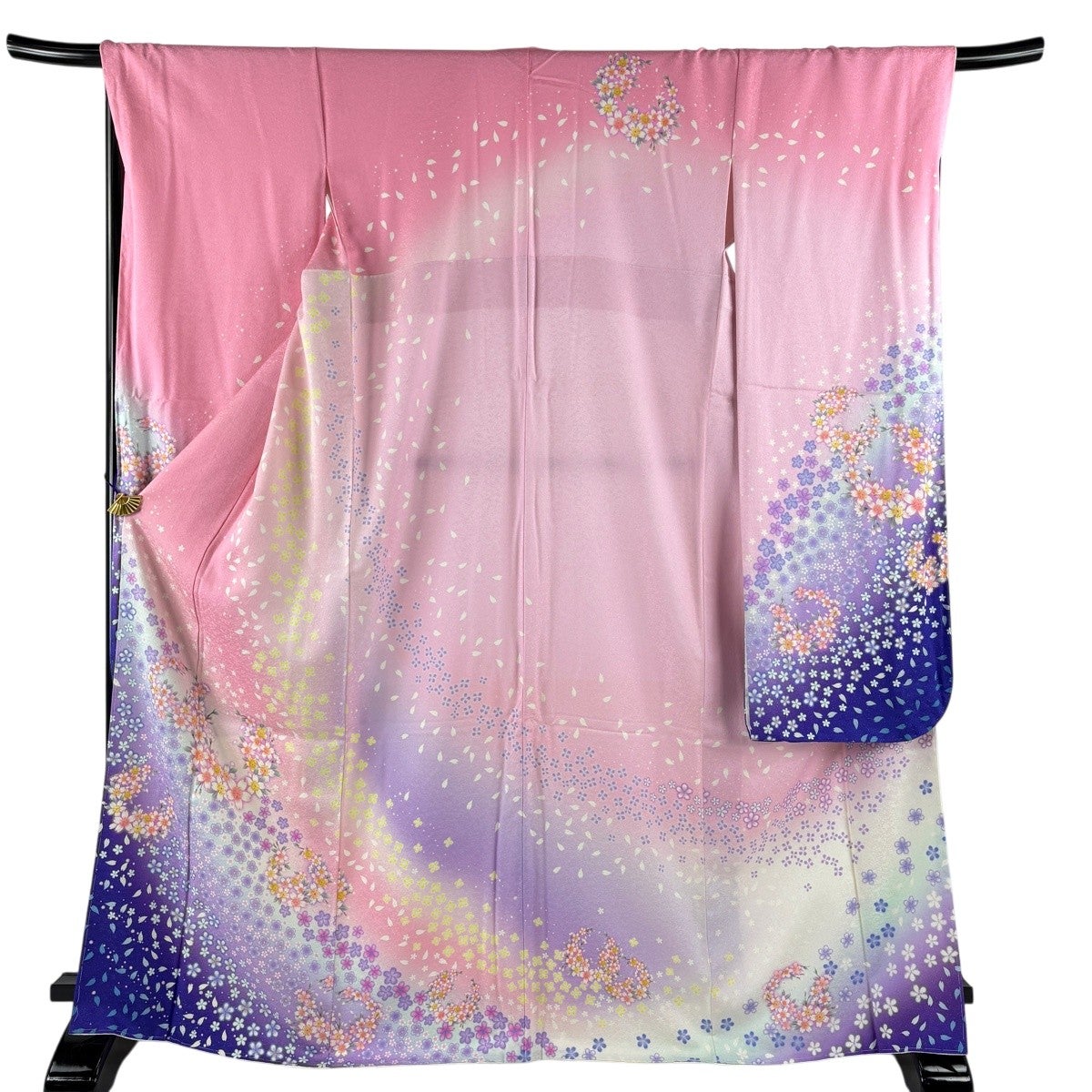 美品】 振袖 身丈167cm 裄丈67.5cm L 袷 花丸文 桜 銀通し ぼかし