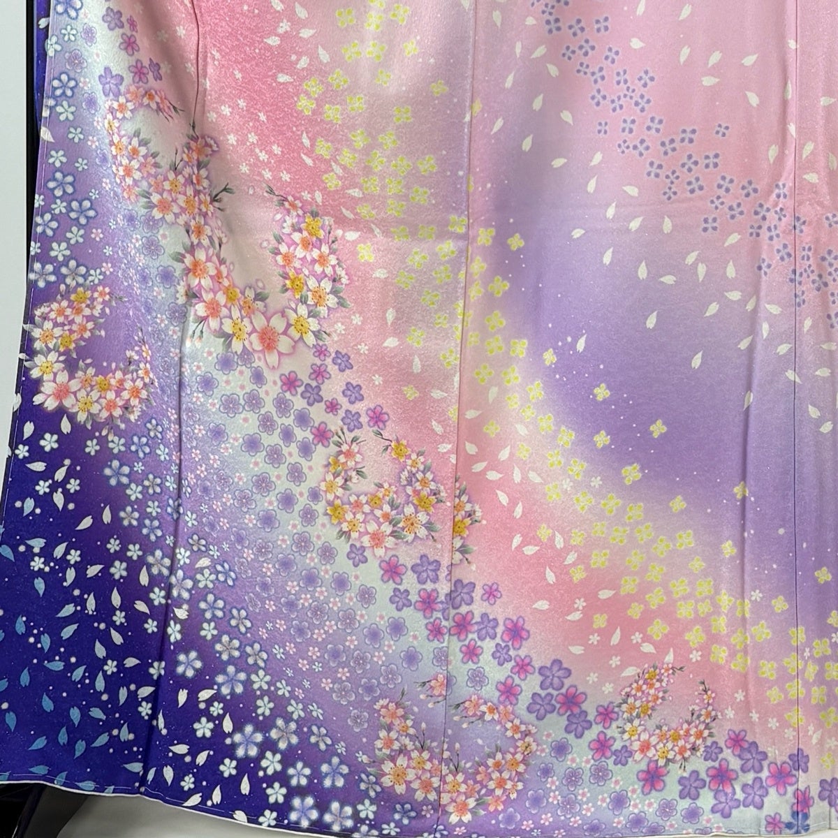 美品】 振袖 身丈167cm 裄丈67.5cm L 袷 花丸文 桜 銀通し ぼかし