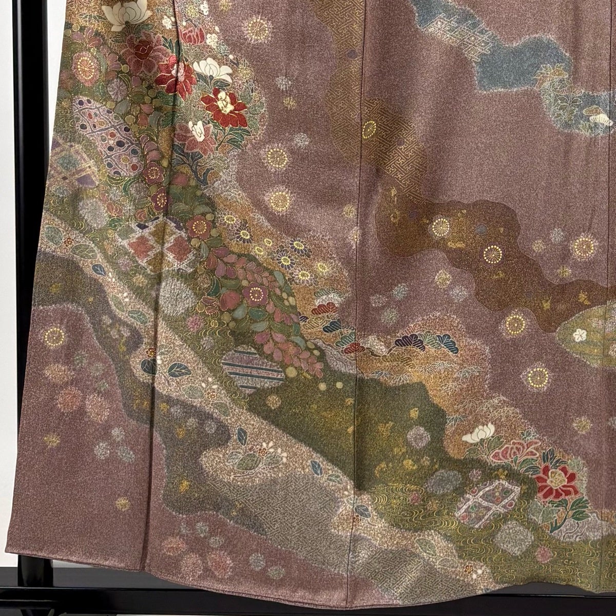 訪問着 身丈157cm 裄丈63cm S 袷 松井青々 落款あり 草花 道長取り